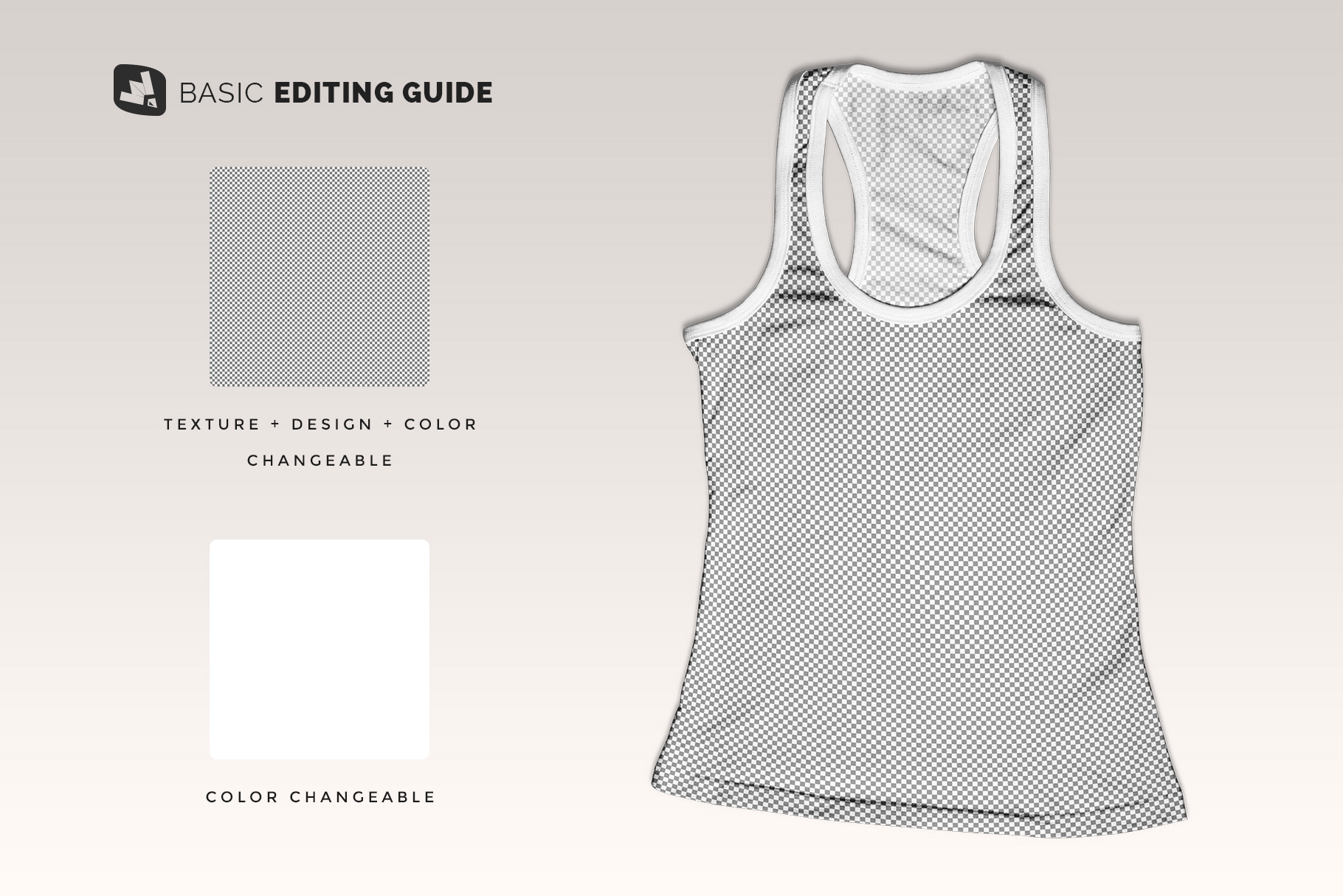 editability of the top view female tank top mockup