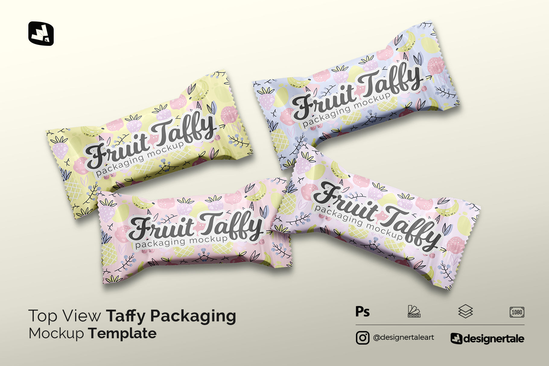 top view taffy packaging mockup