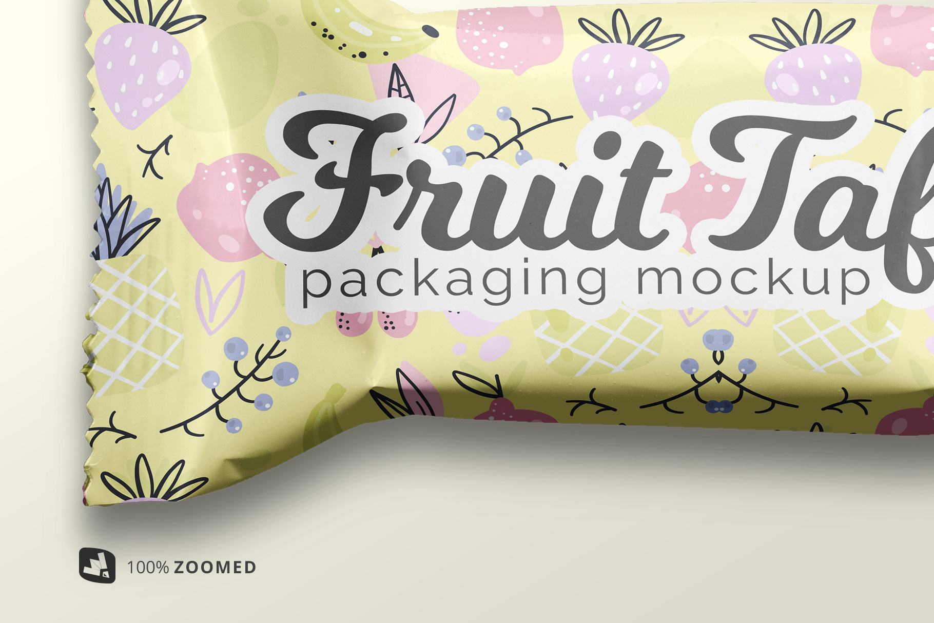 zoomed in the top view taffy packaging mockup