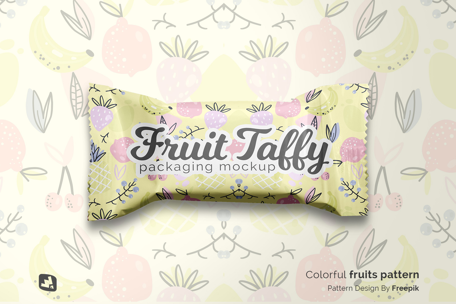 designer's credit of the top view taffy packaging mockup