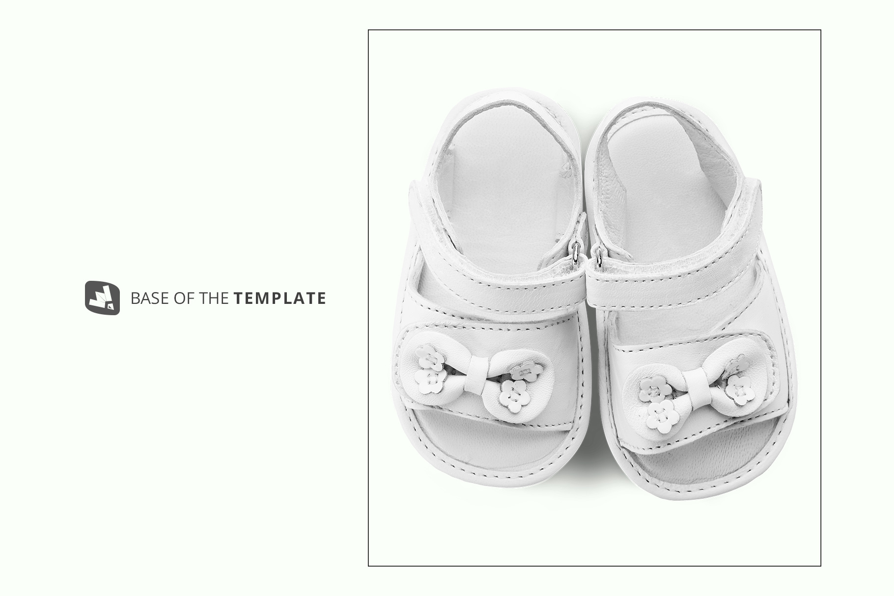 base image of the topview baby sandals with bow mockup
