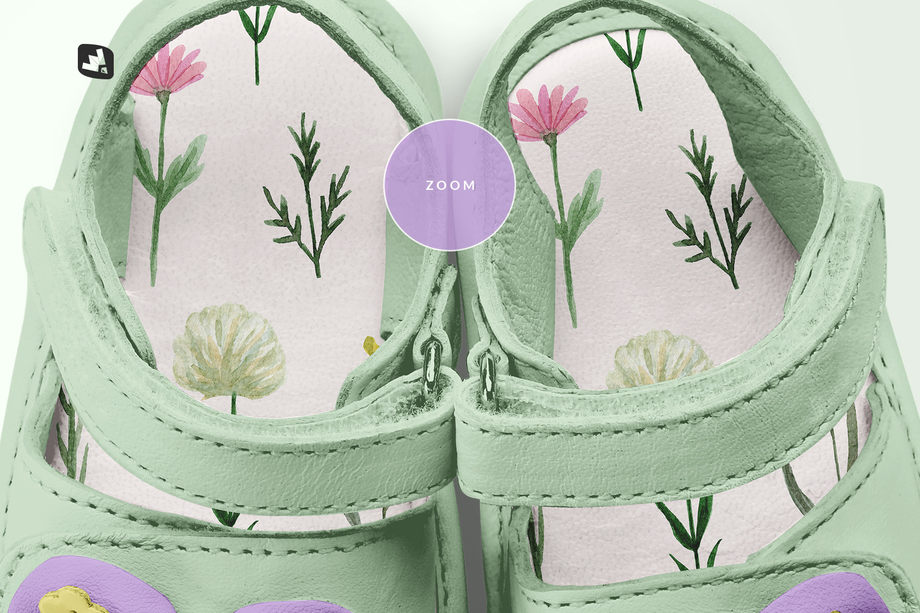 zoomed in image of the topview baby sandals with bow mockup