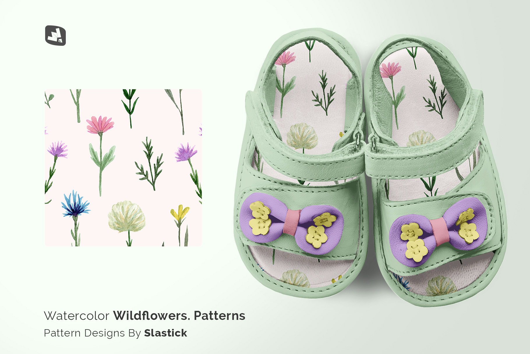 designer'as credit of the topview baby sandals with bow mockup