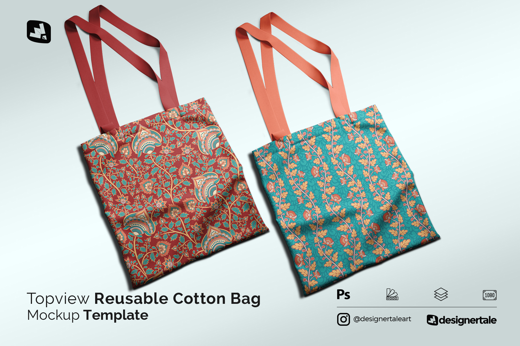 topview reusable cotton bag mockup
