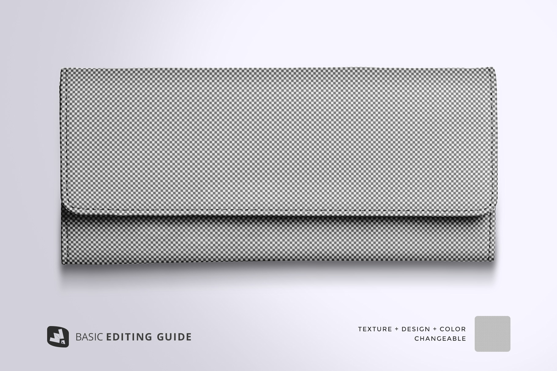 editability of the top view women's purse mockup