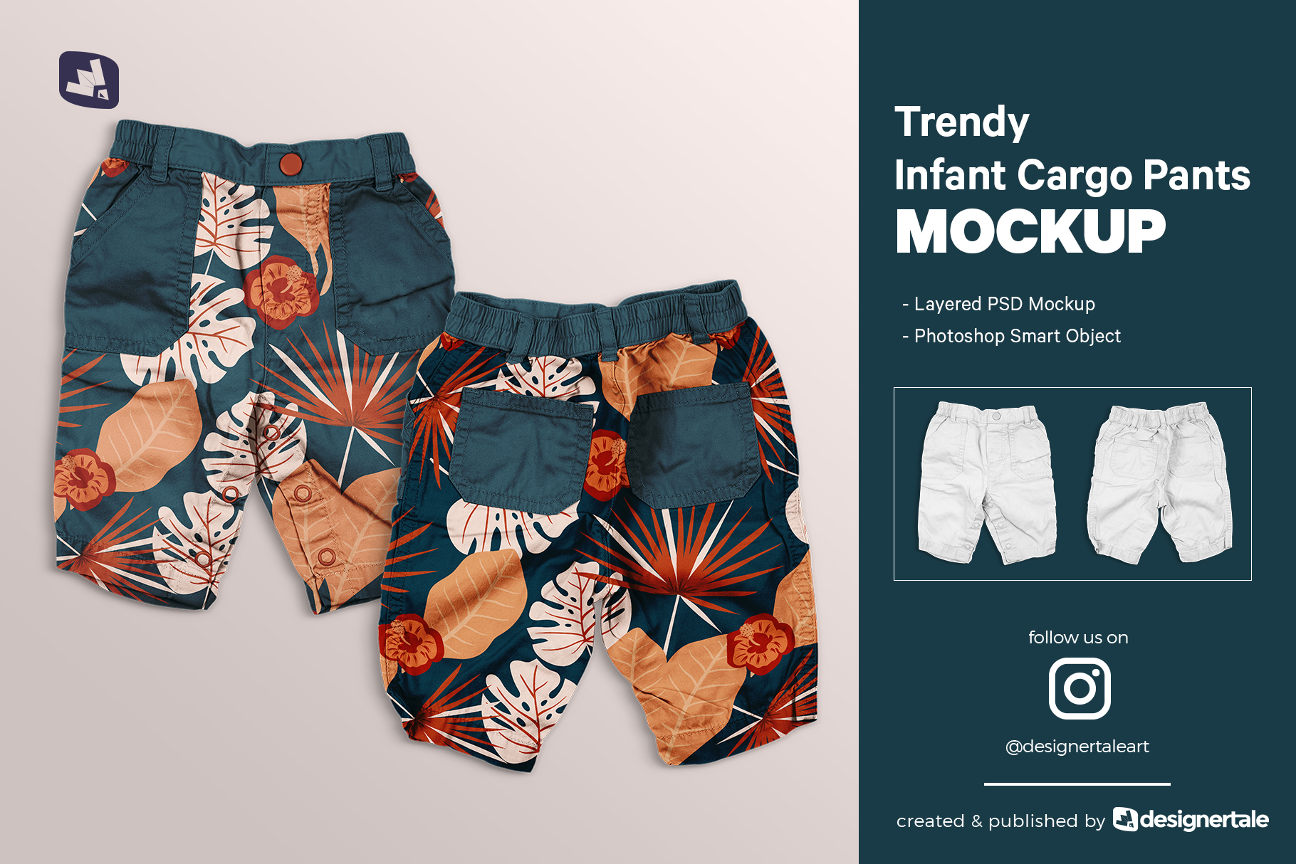 trendy infant cargo pants mockup