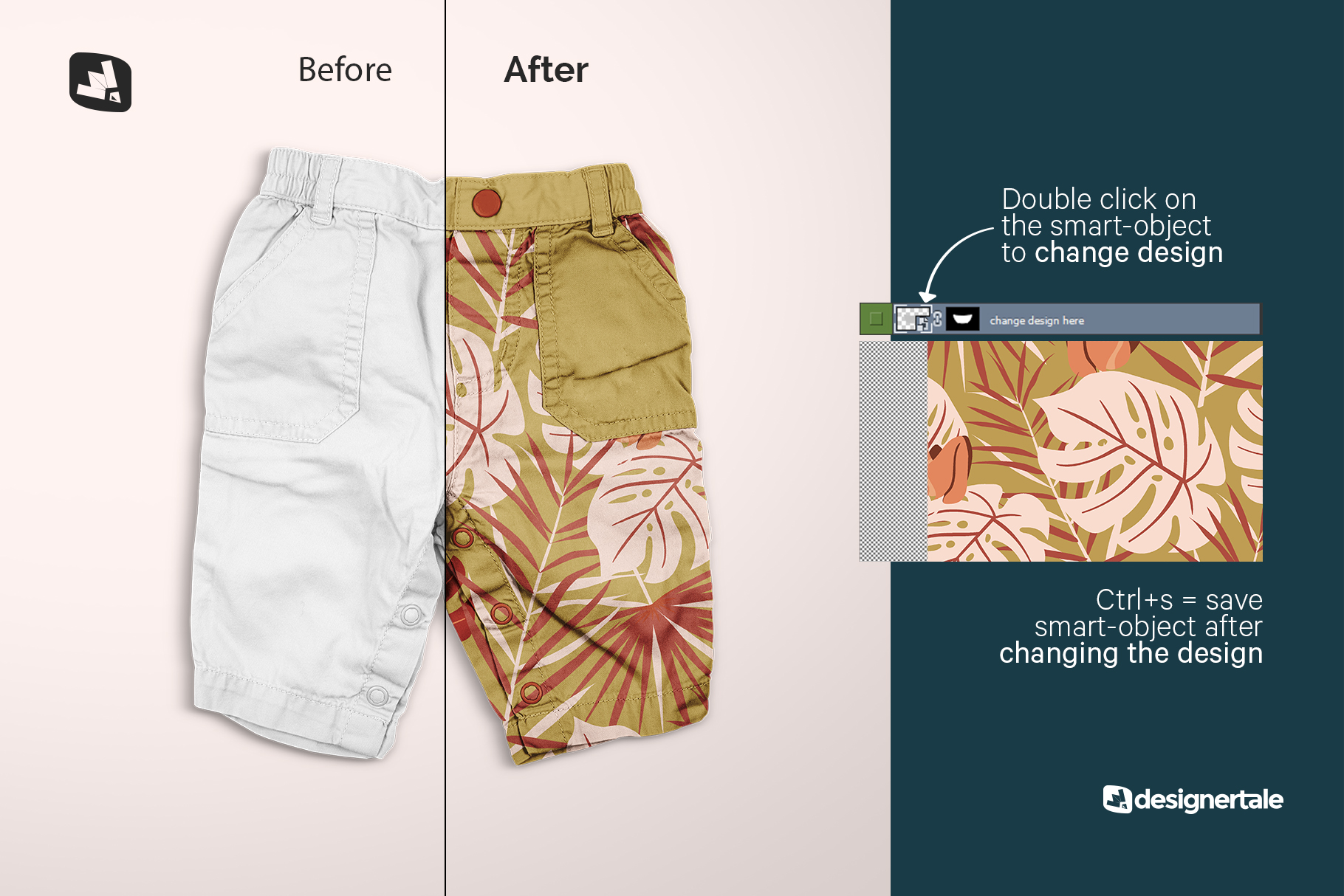 how to change design of the trendy infant cargo pants mockup
