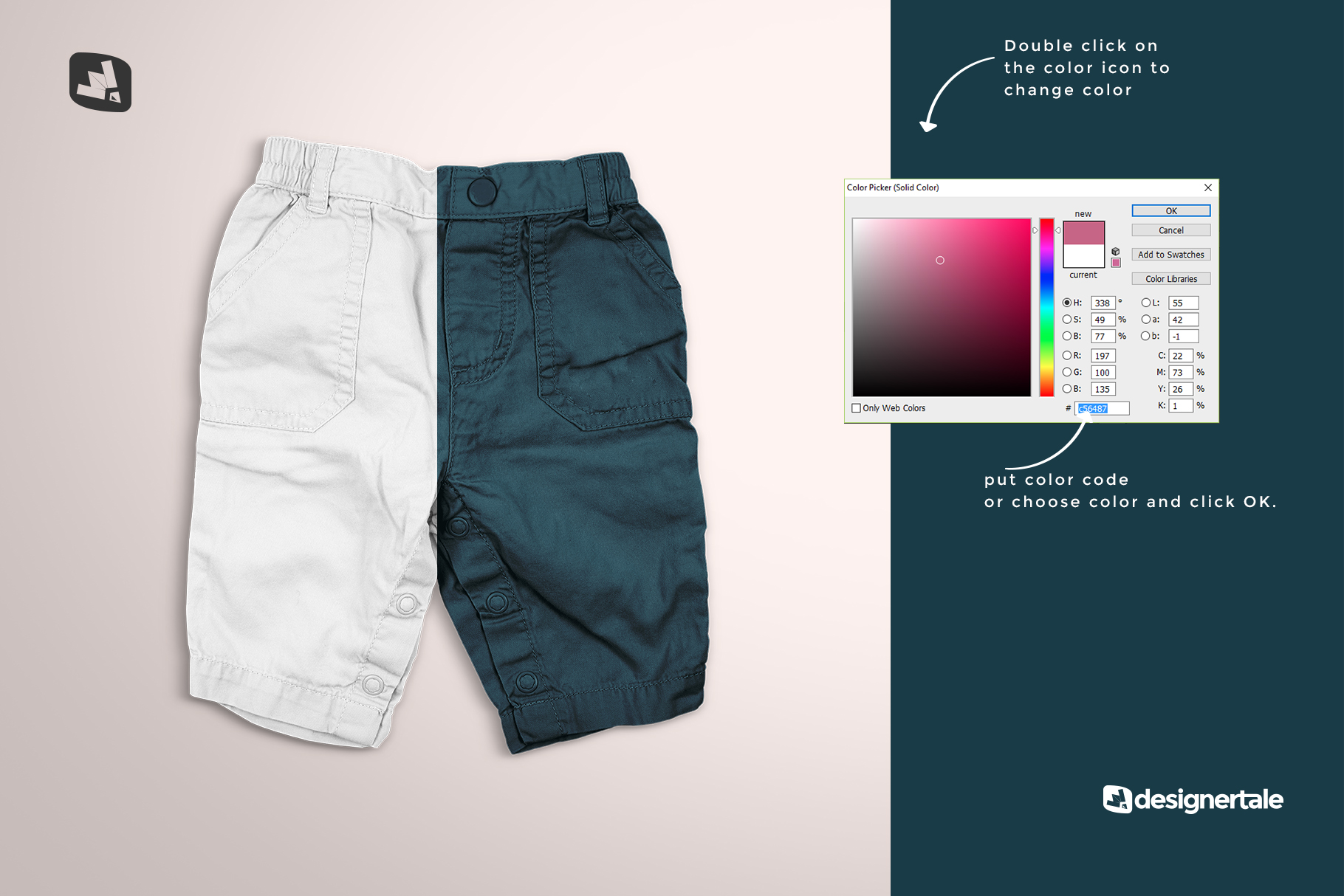 how to change color of the trendy infant cargo pants mockup