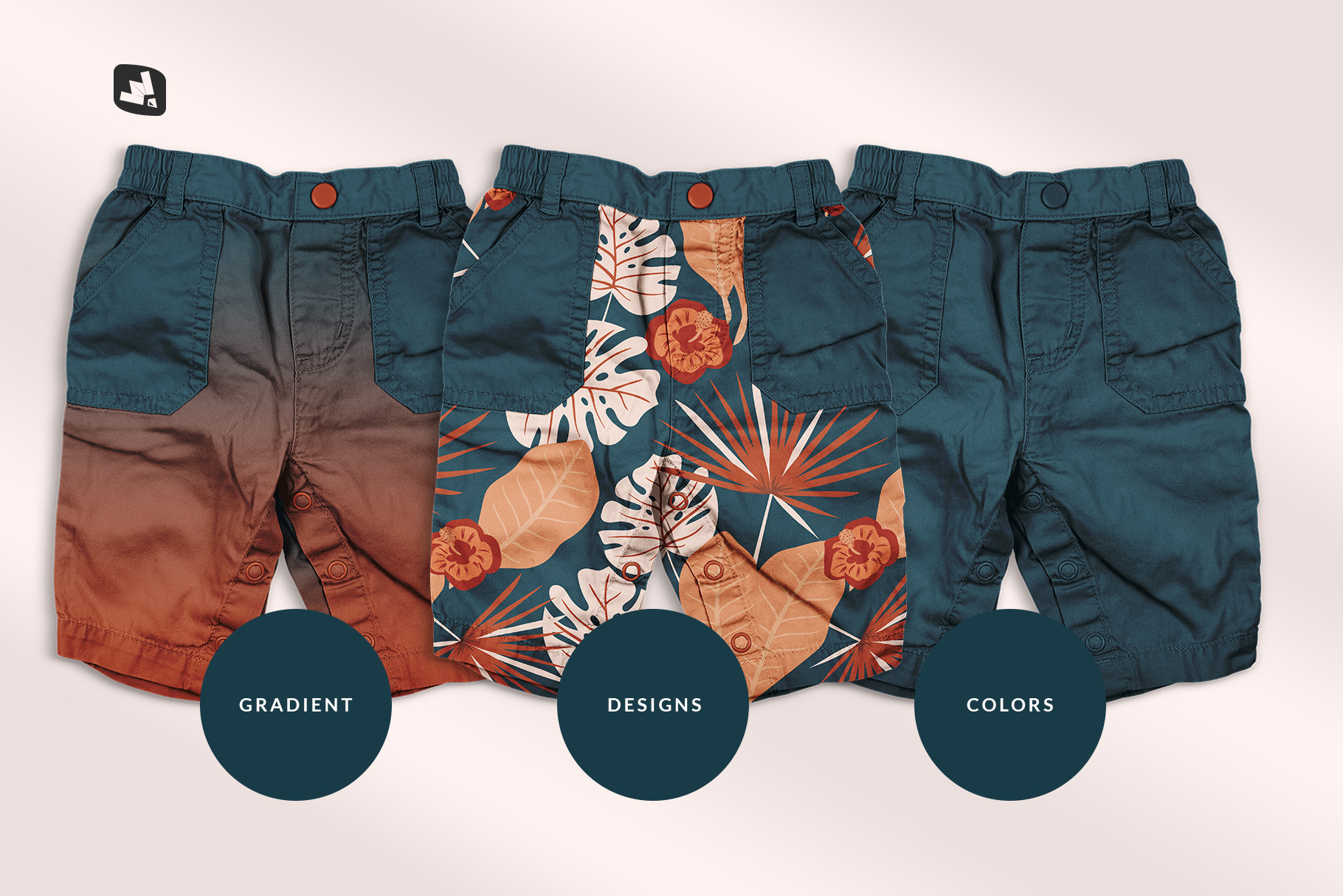 types of the trendy infant cargo pants mockup