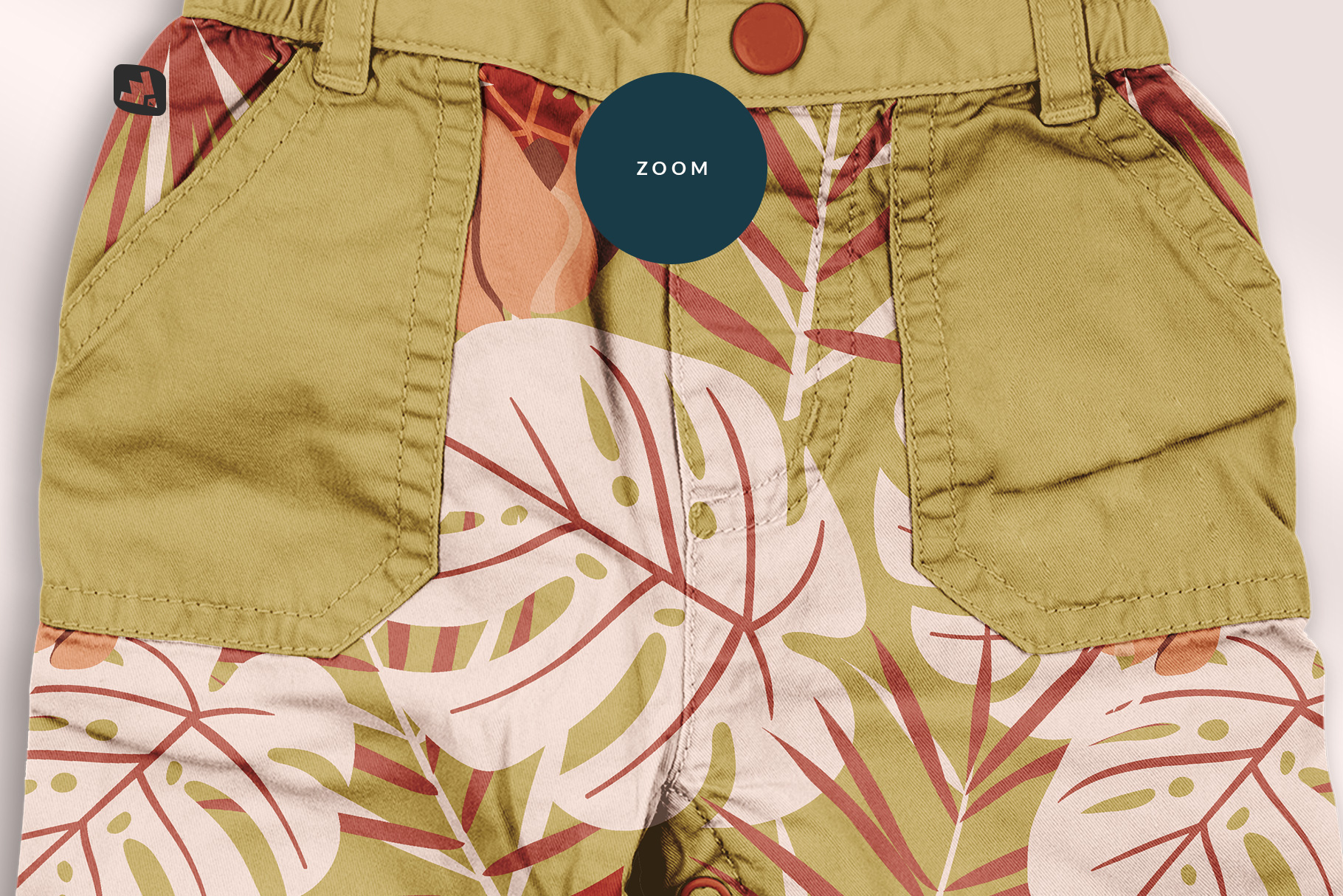 zoomed in image of the trendy infant cargo pants mockup