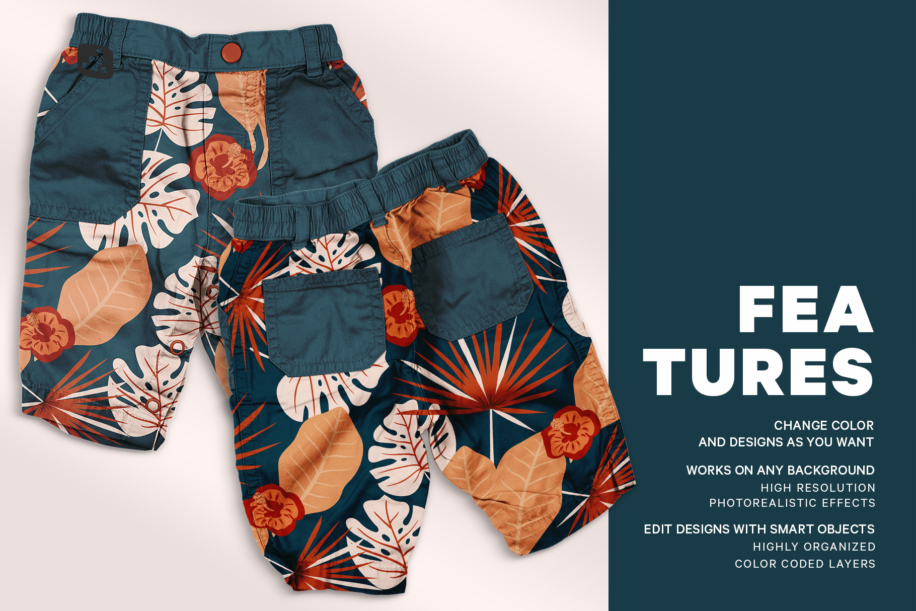 features of thetrendy infant cargo pants mockup