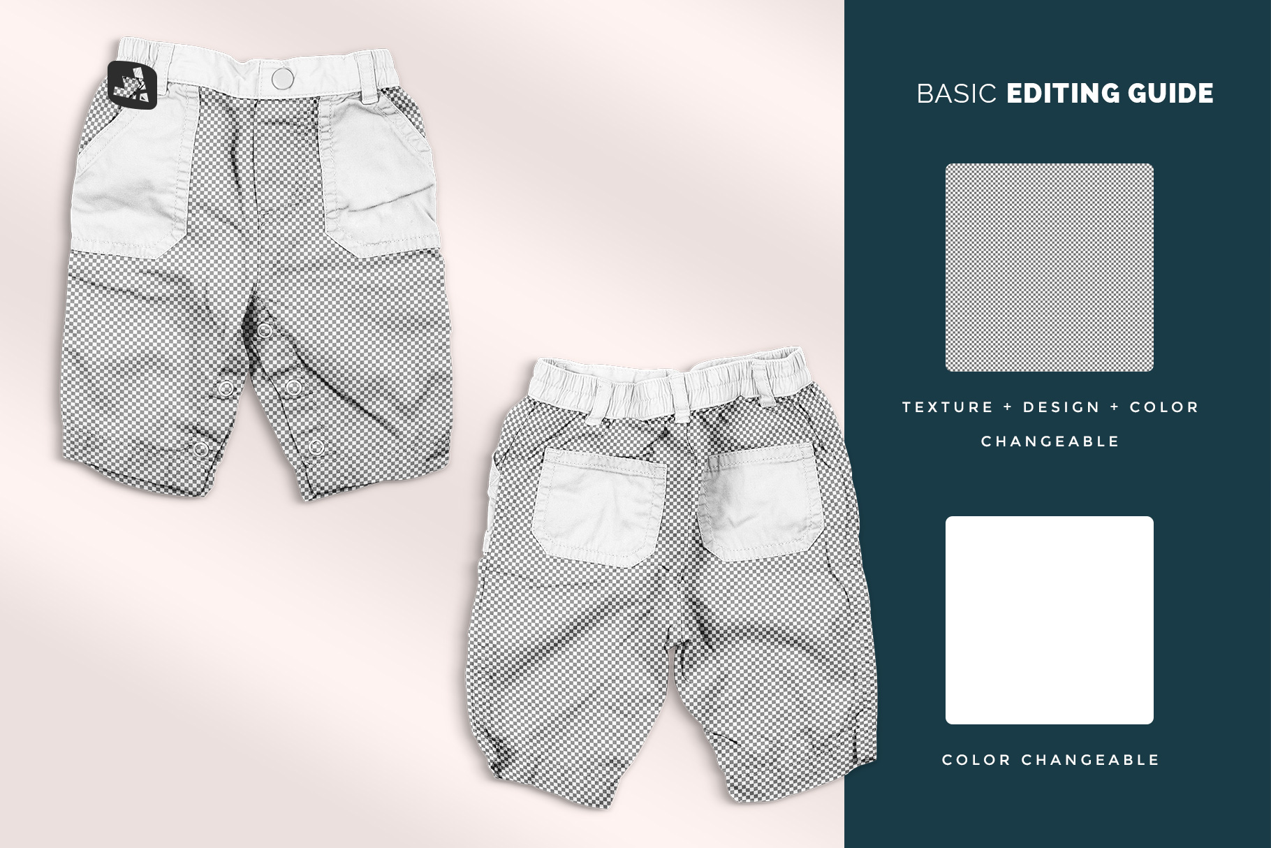 editability of the trendy infant cargo pants mockup