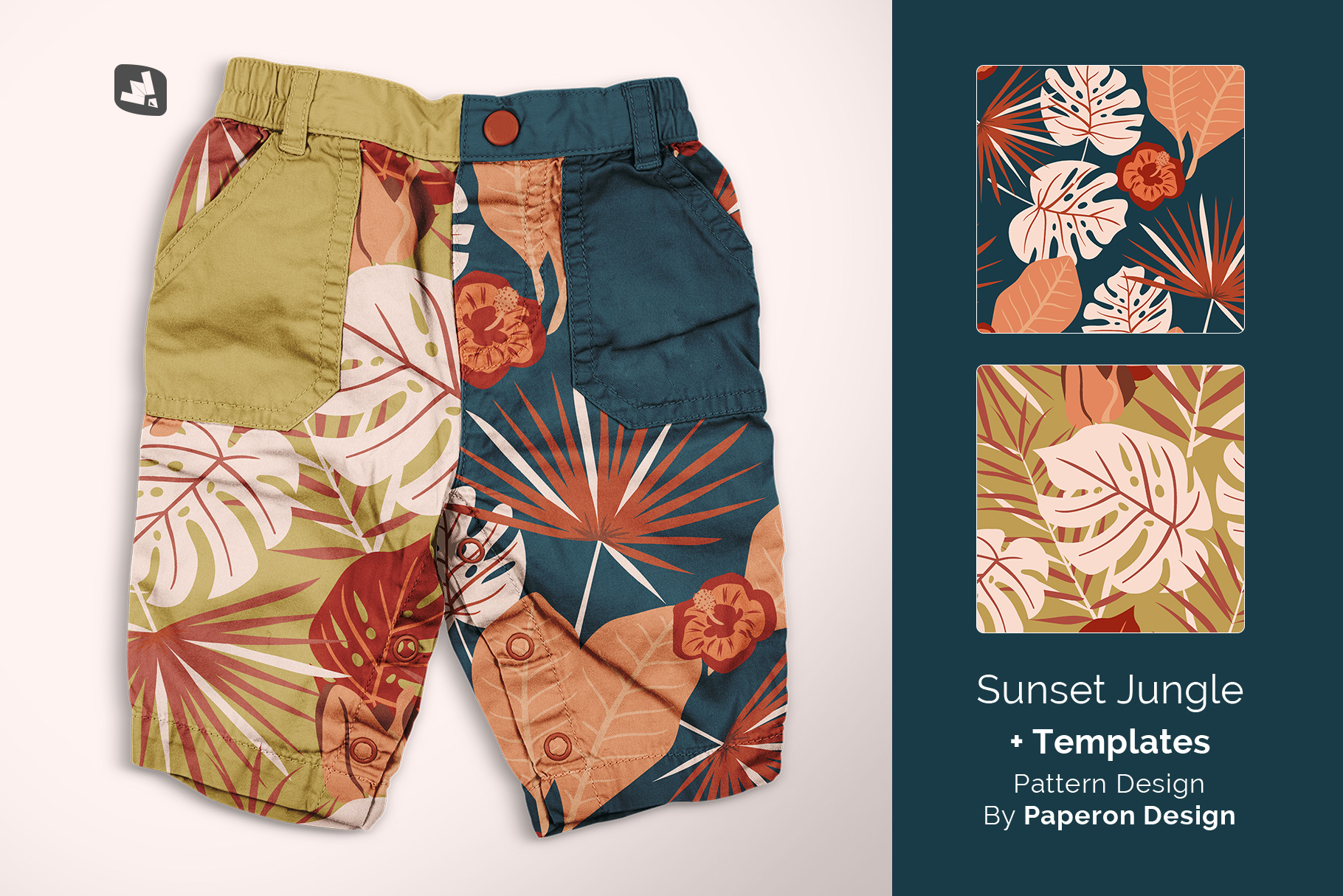 designer's credit of the trendy infant cargo pants mockup