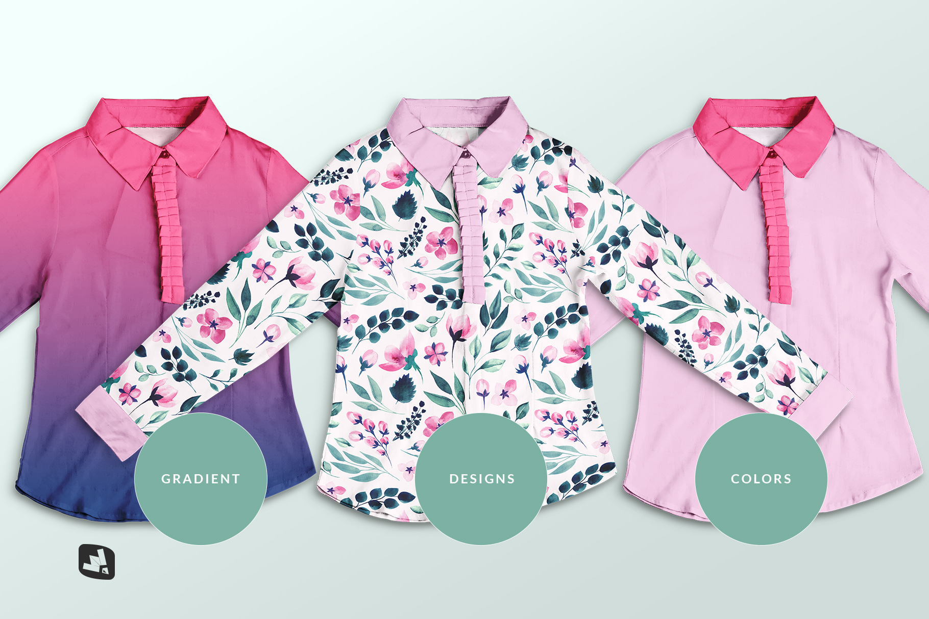 types of the women's full sleeve blouse mockup