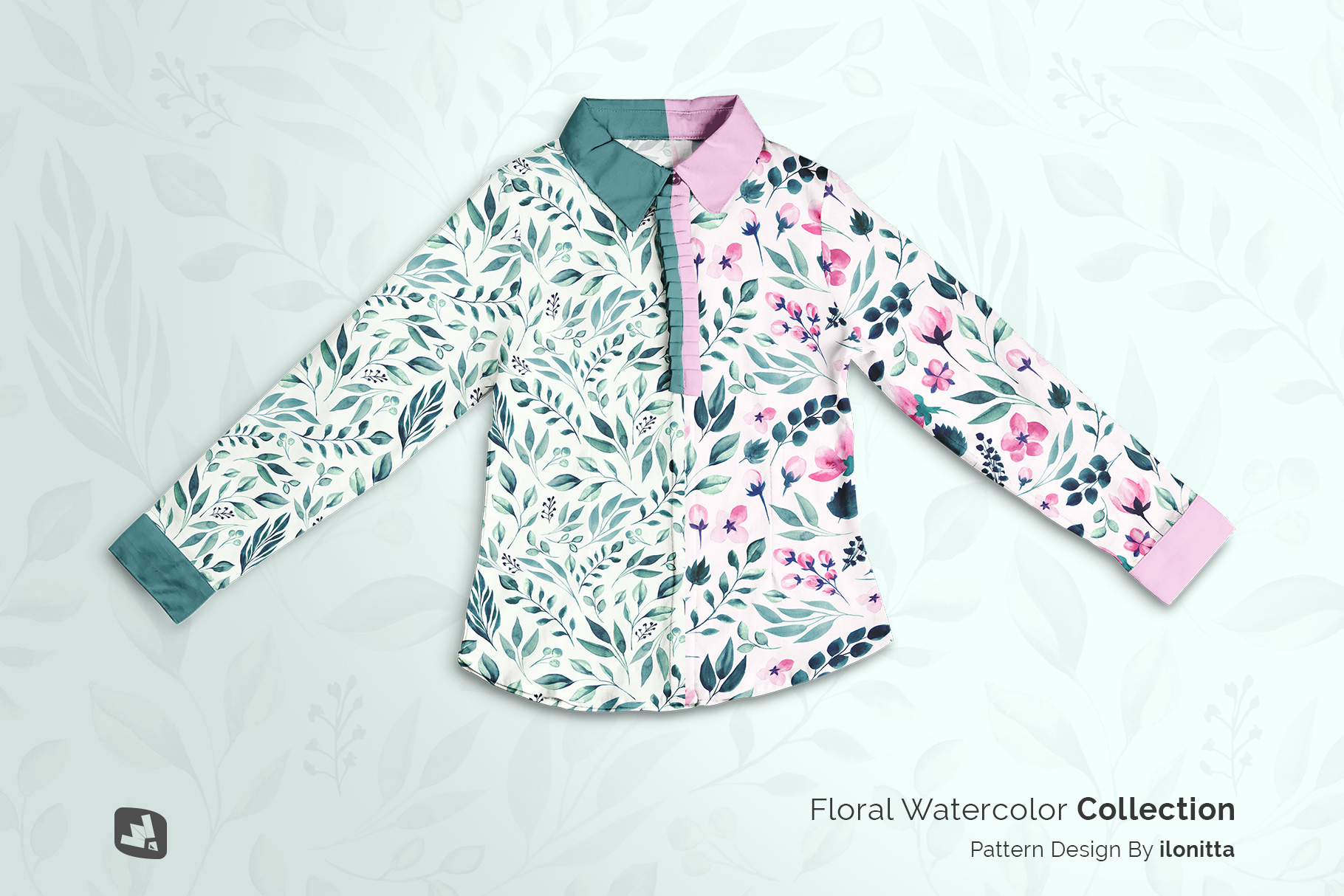 designer's credit of the women's full sleeve blouse mockup