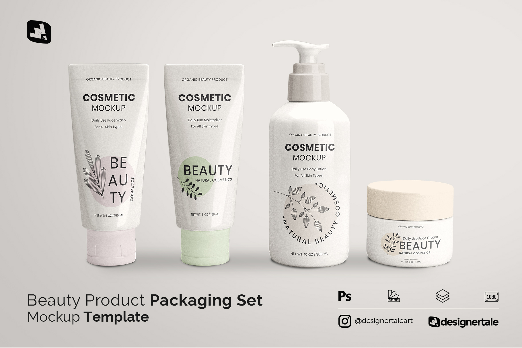 beauty product packaging set mockup