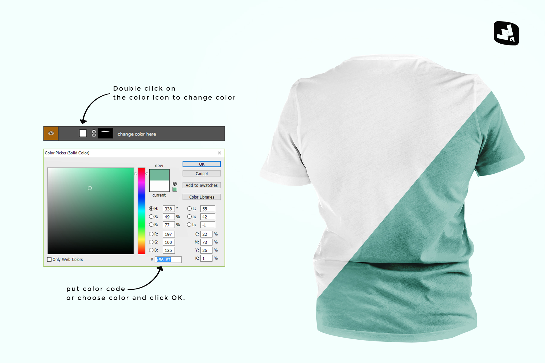 how to change color of the men's round collar tshirt mockup