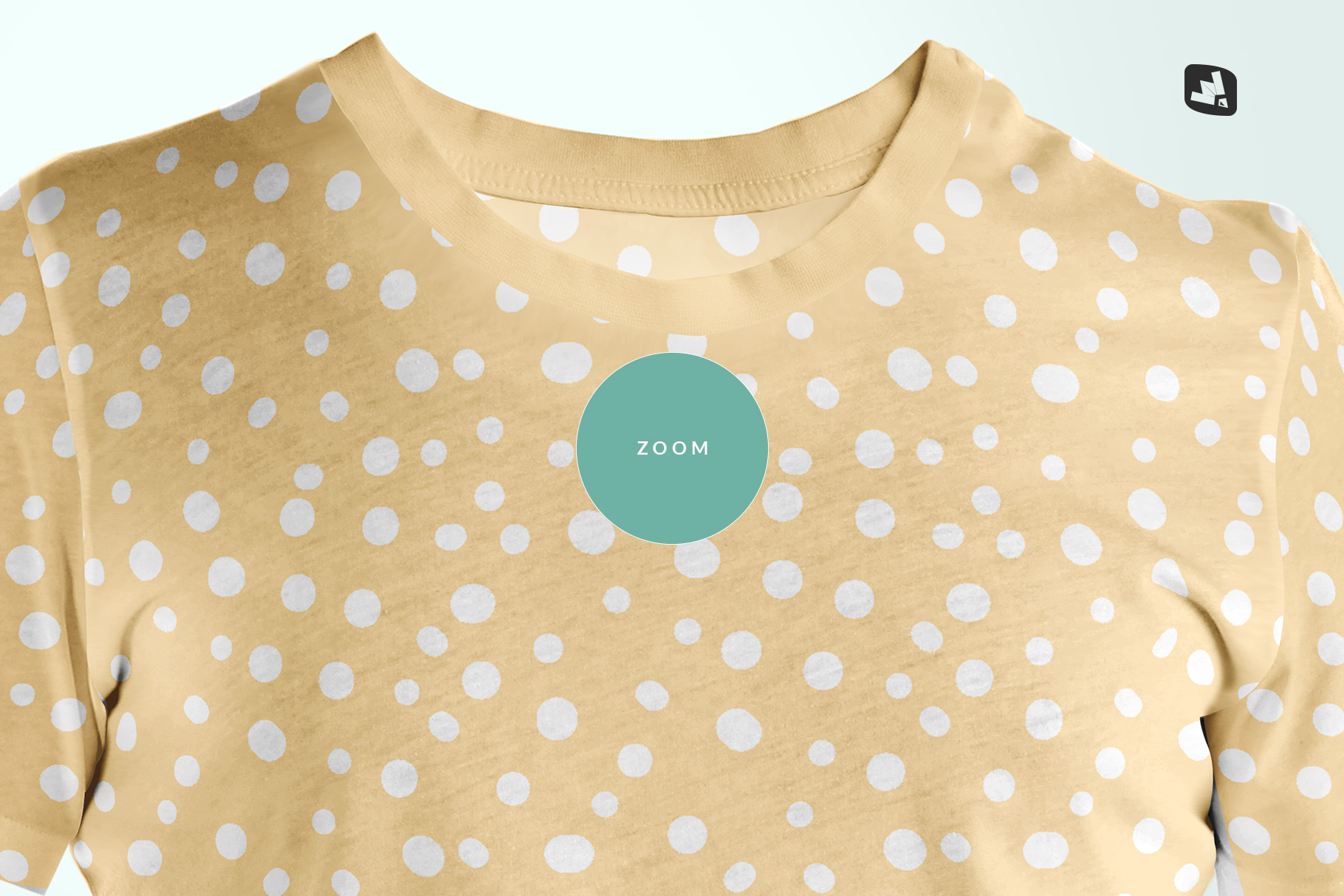 zoomed in image of the men's round collar tshirt mockup