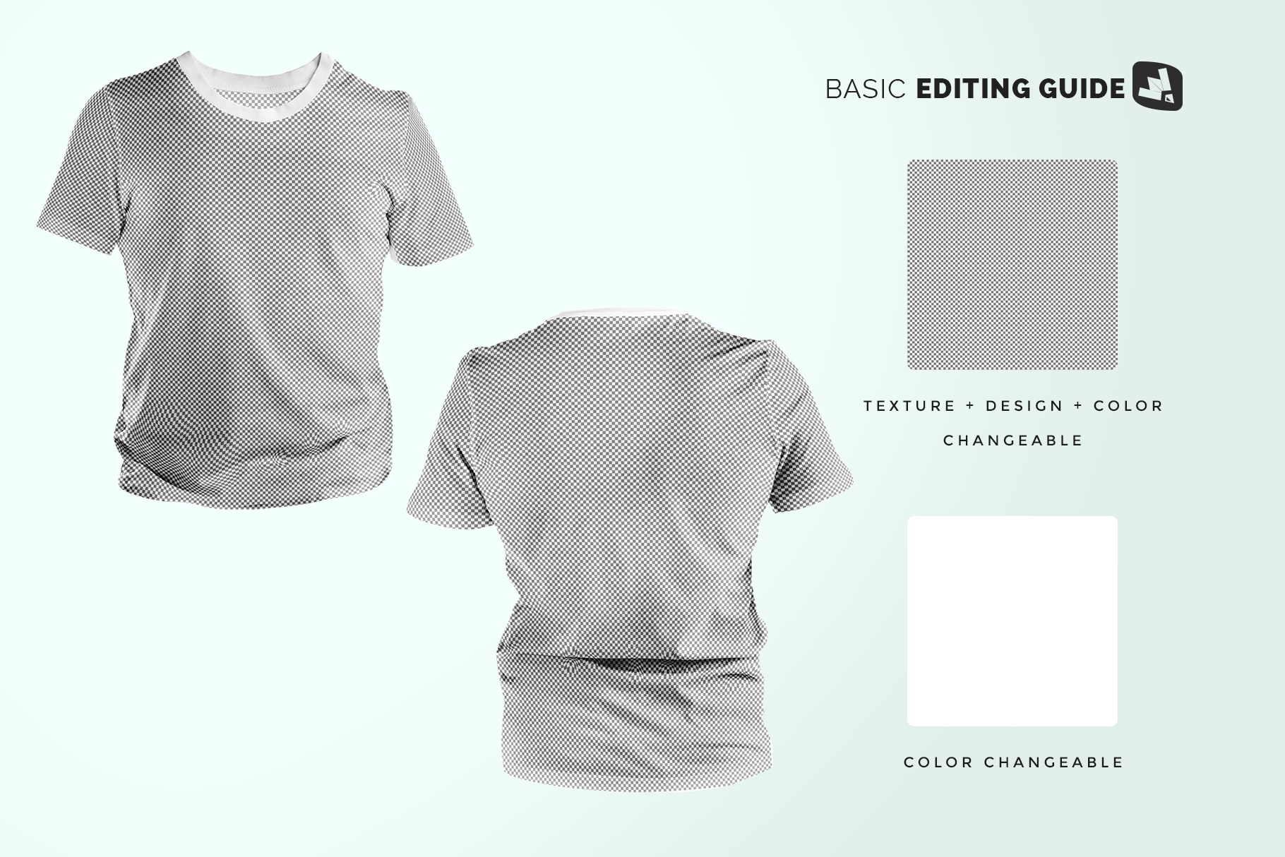 editability of the men's round collar tshirt mockup
