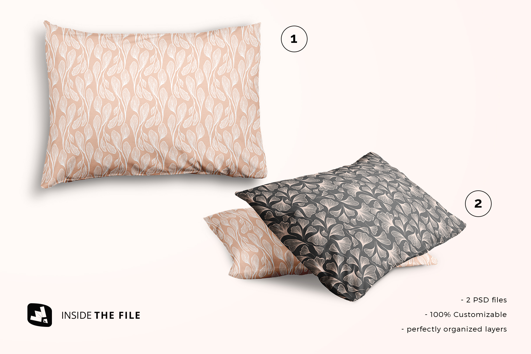 files included in the set of cotton pillow case mockup