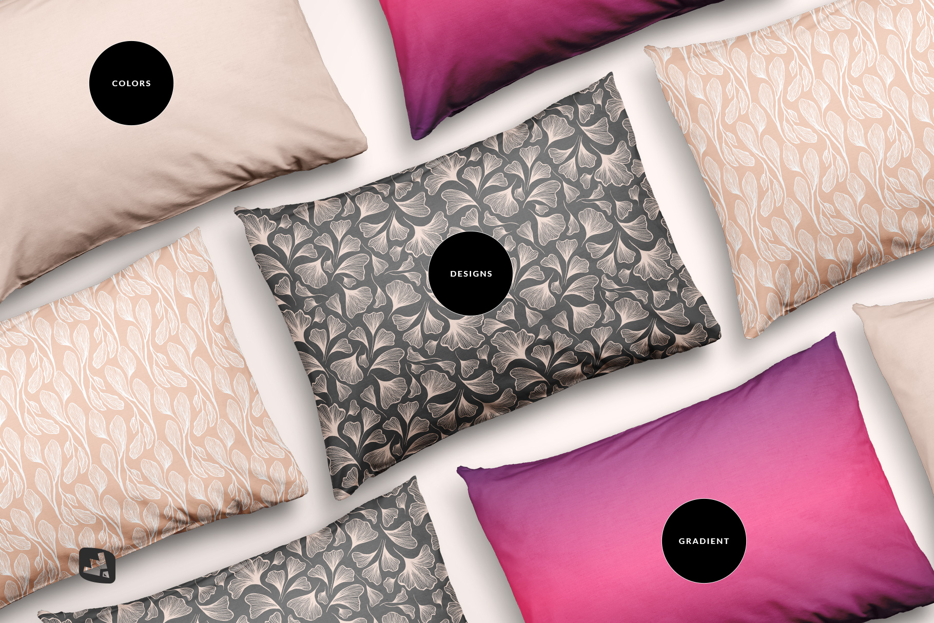 types of the set of cotton pillow case mockup
