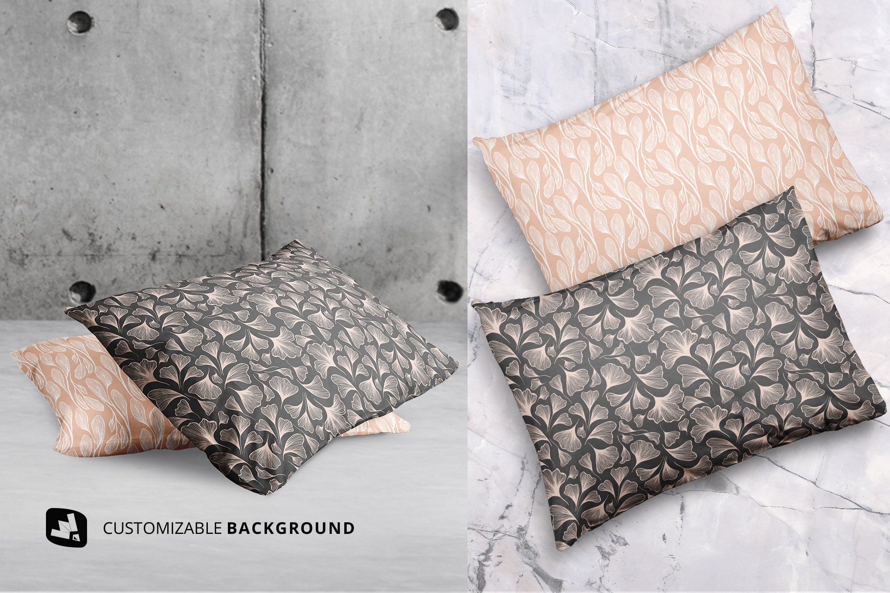 background options of the set of cotton pillow case mockup