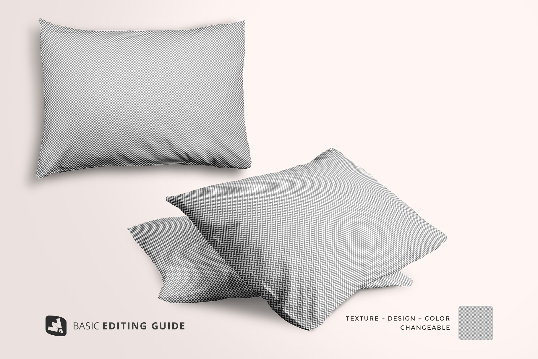 editability of the set of cotton pillow case mockup