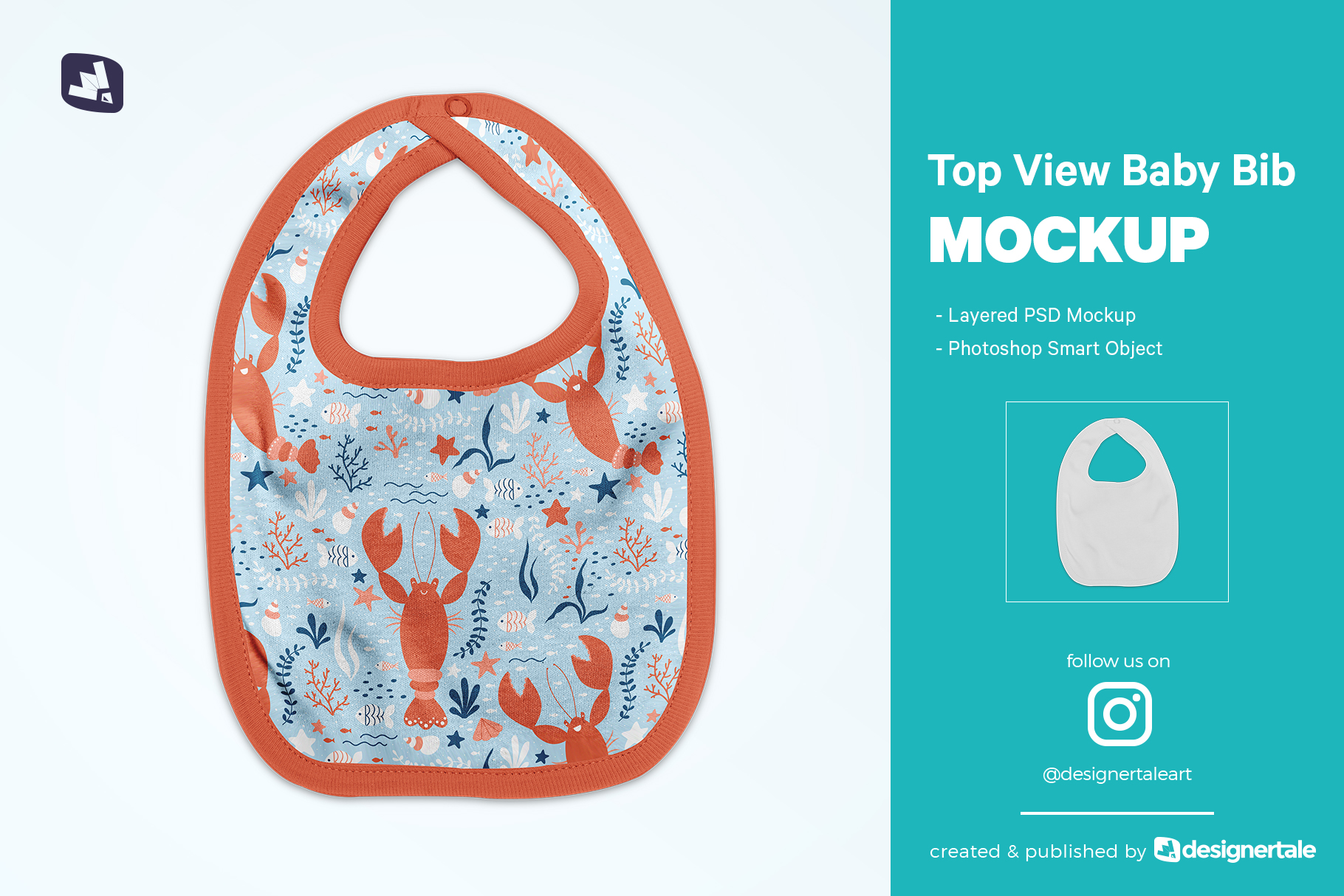 top view baby bib mockup