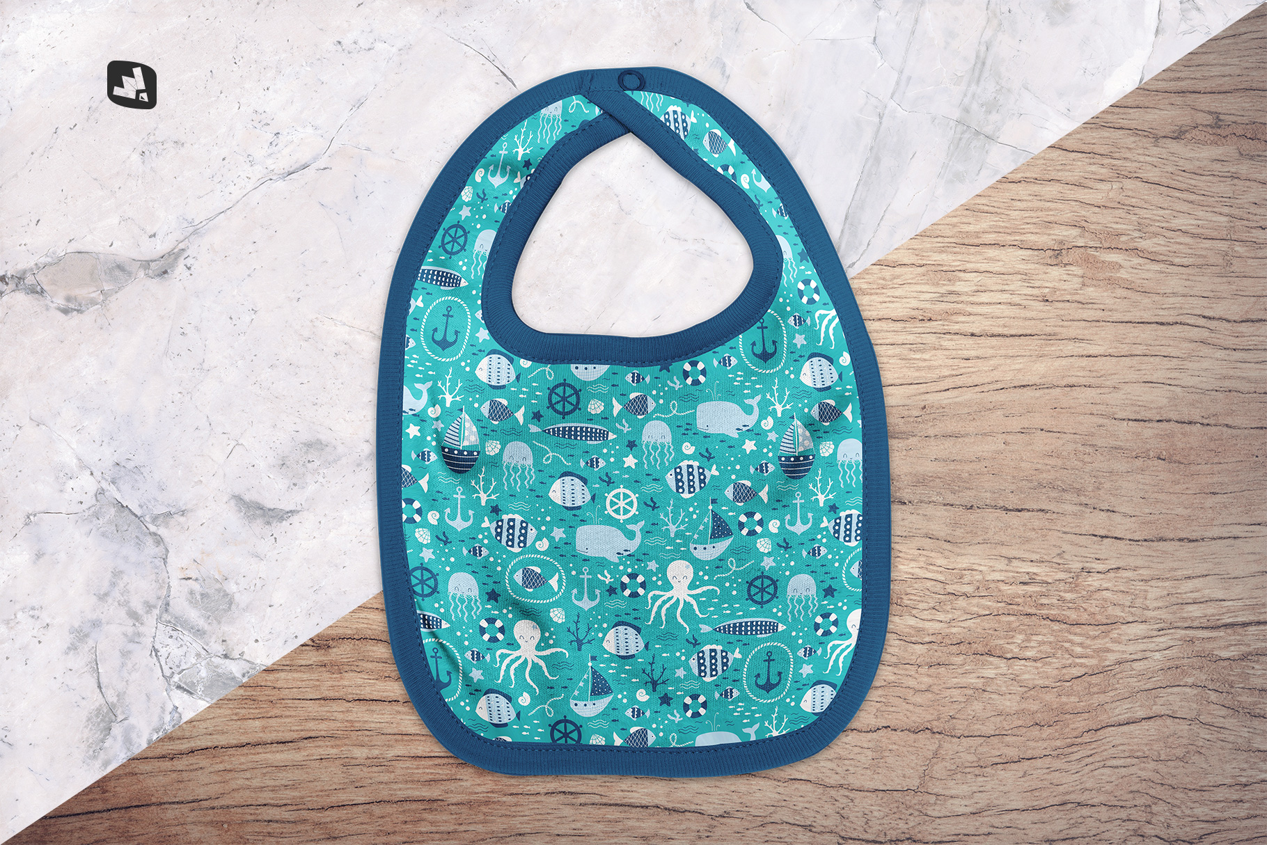 background options of the top view baby bib mockup