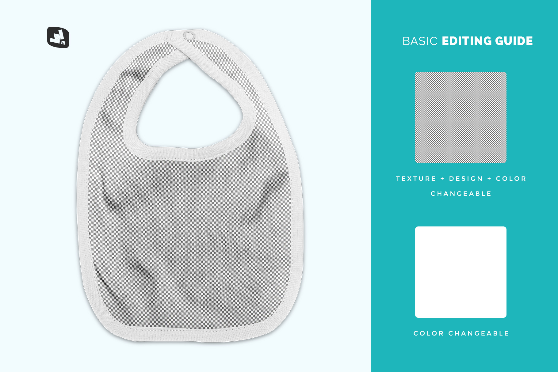 editability of the top view baby bib mockup