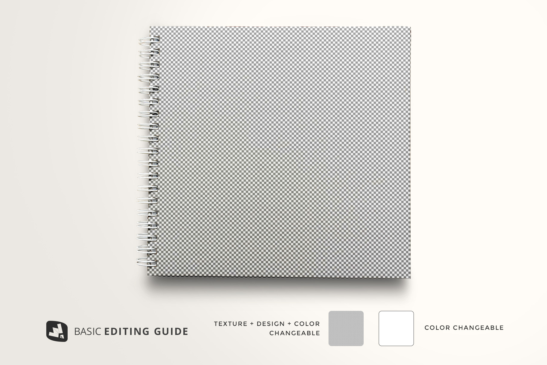 editability of the top view spiral journal cover mockup