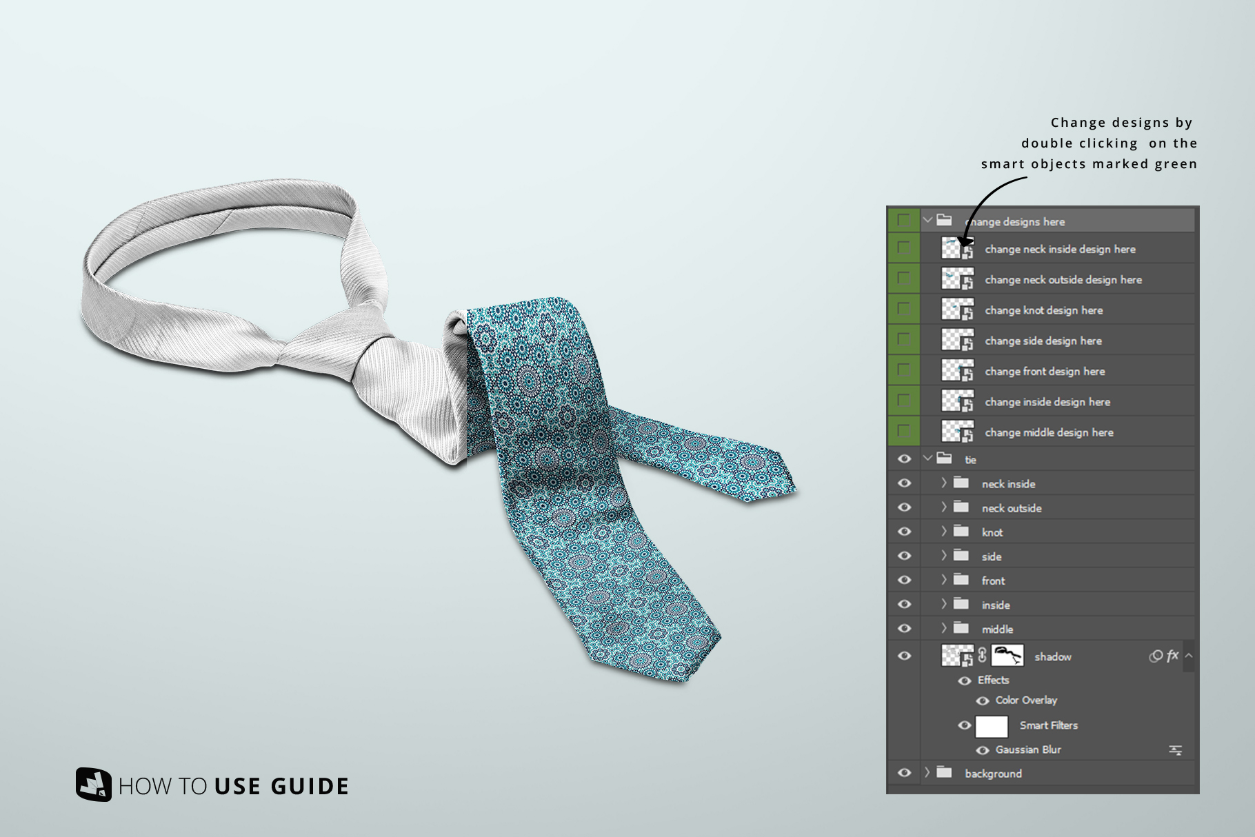 change design guide of the men's formal tie mockup