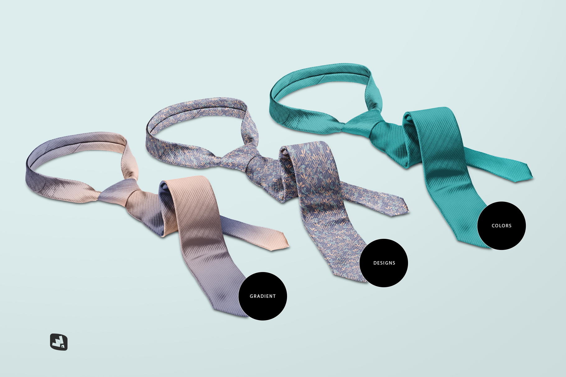 types of the men's formal tie mockup