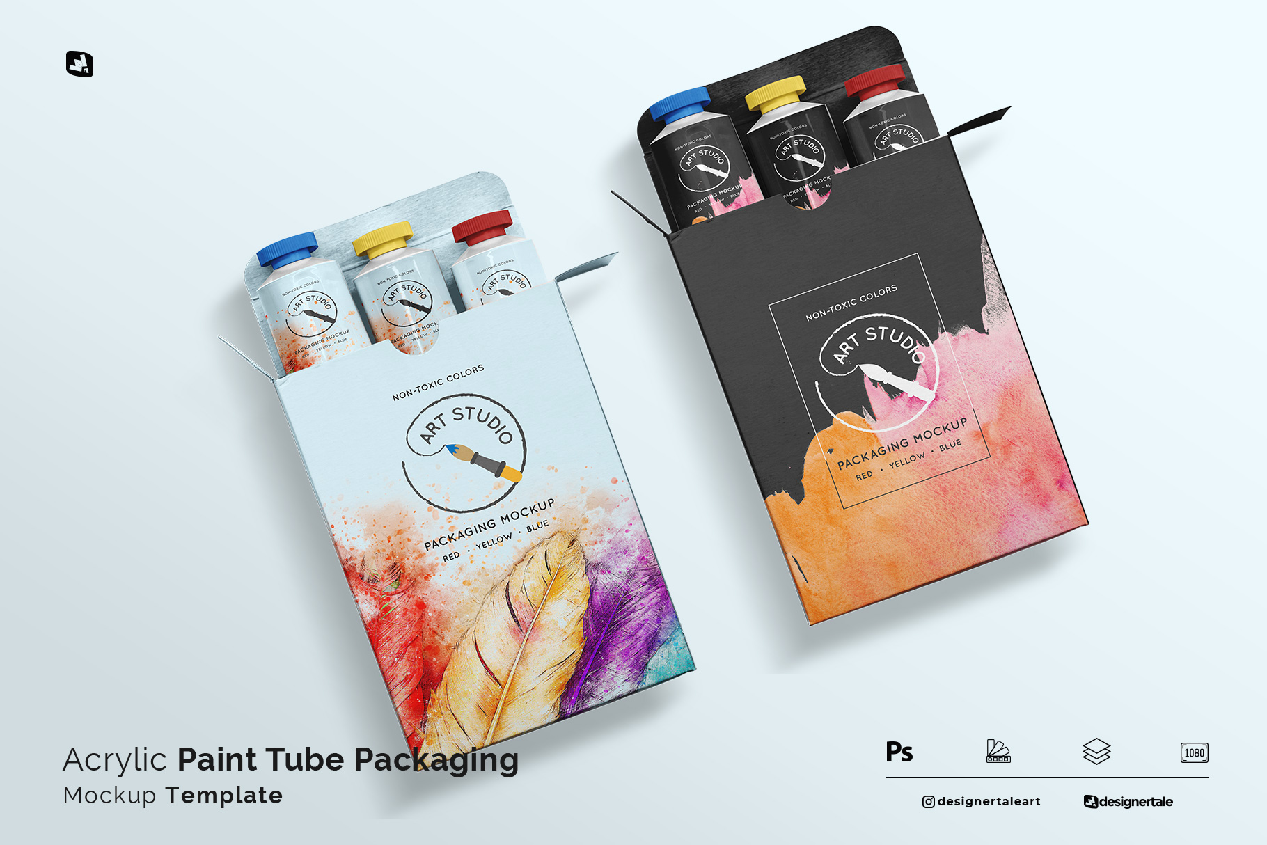 acrylic paint tube packaging mockup