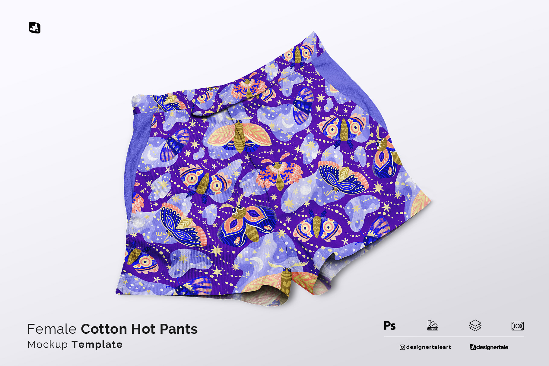 female cotton hot pants mockup
