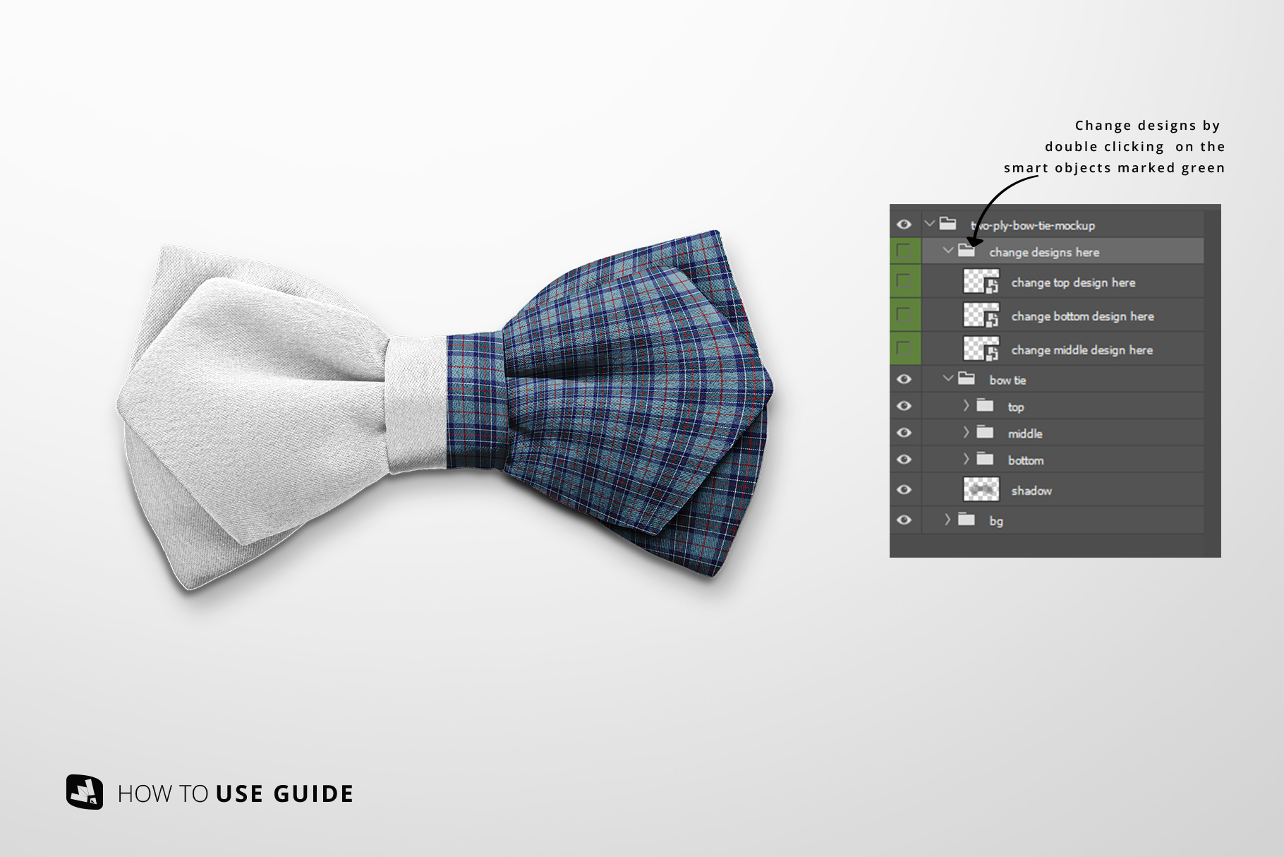 change design of the two-ply bow tie mockup