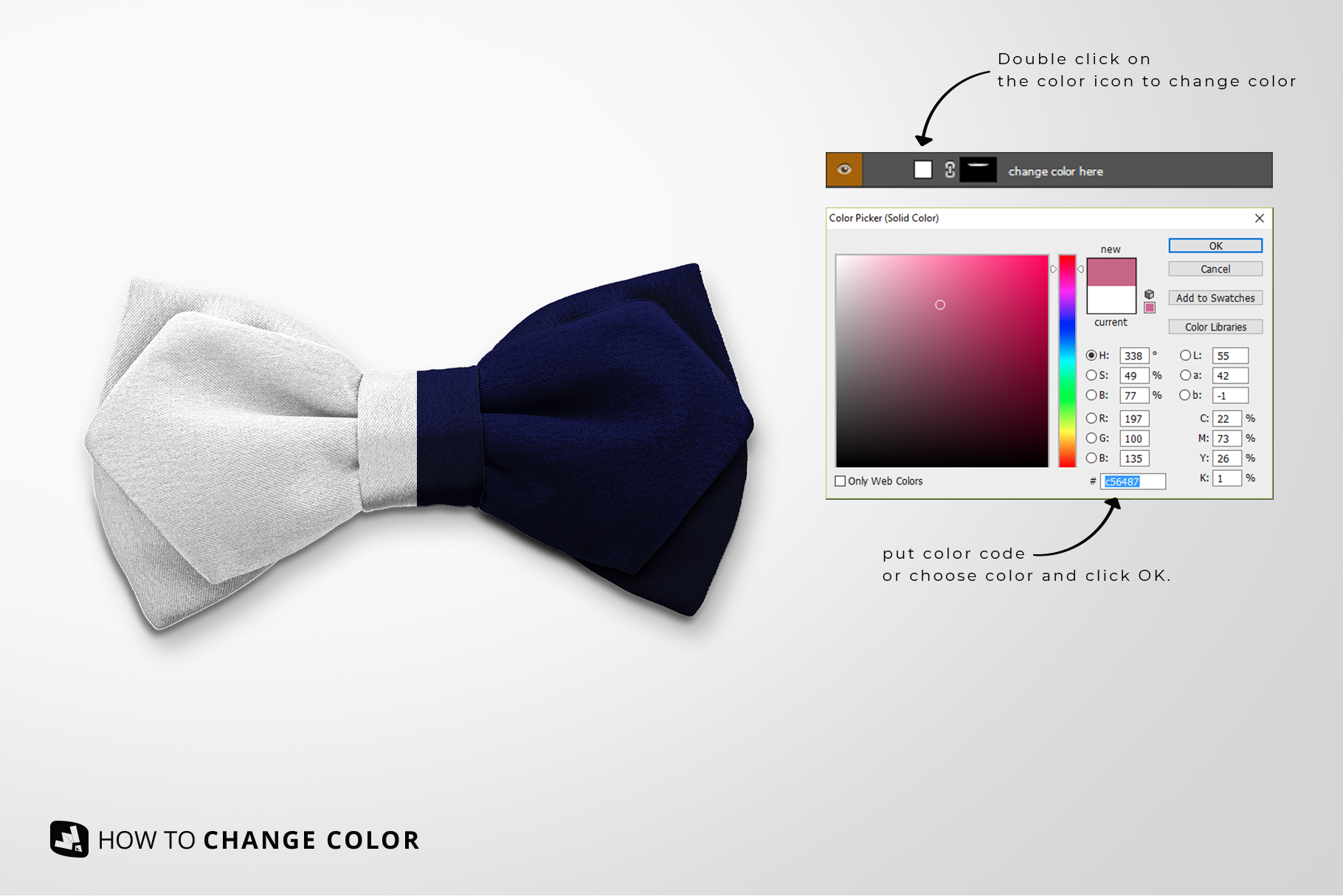 change color of the two-ply bow tie mockup