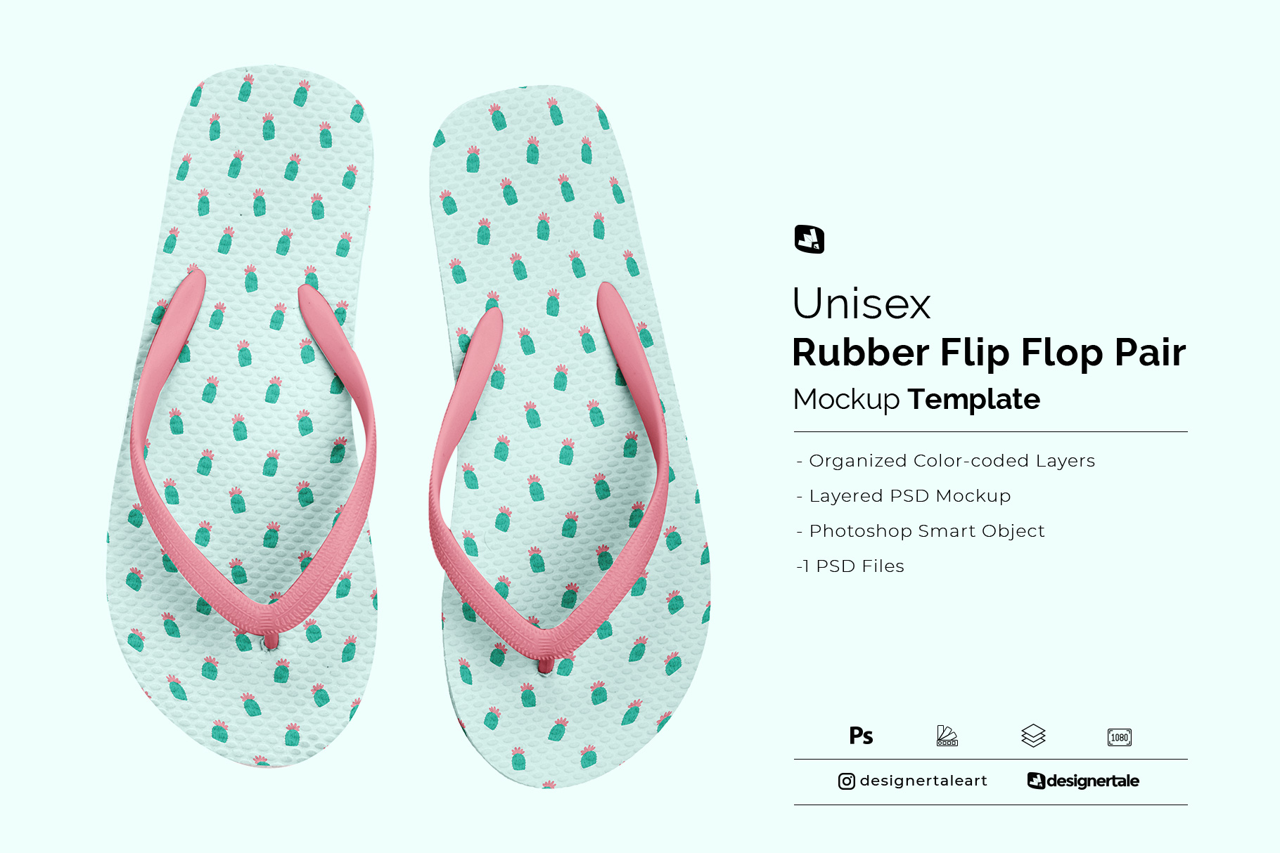 unisex rubber flip flop pair mockup