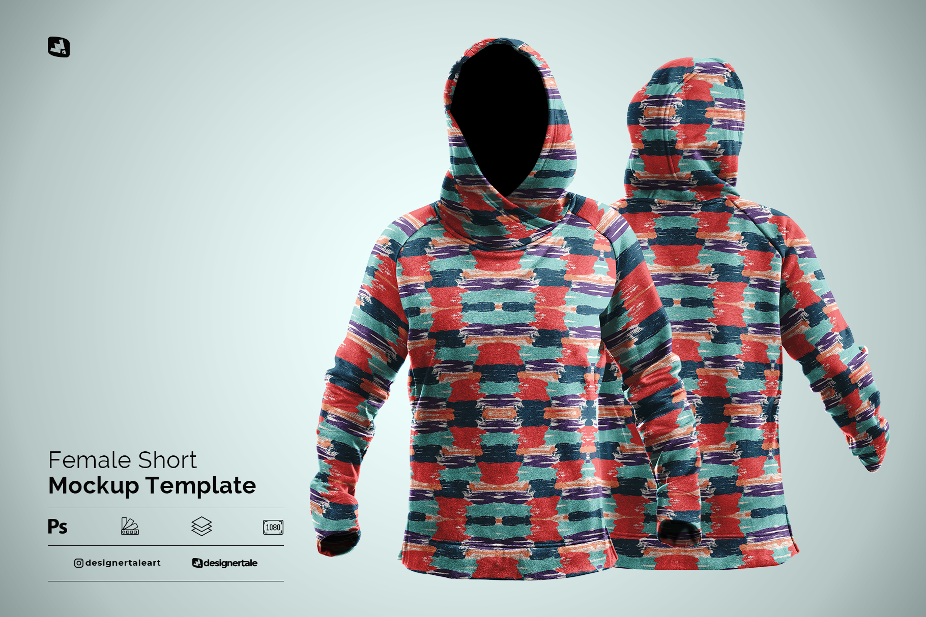 female wrapped hoodie set mockup