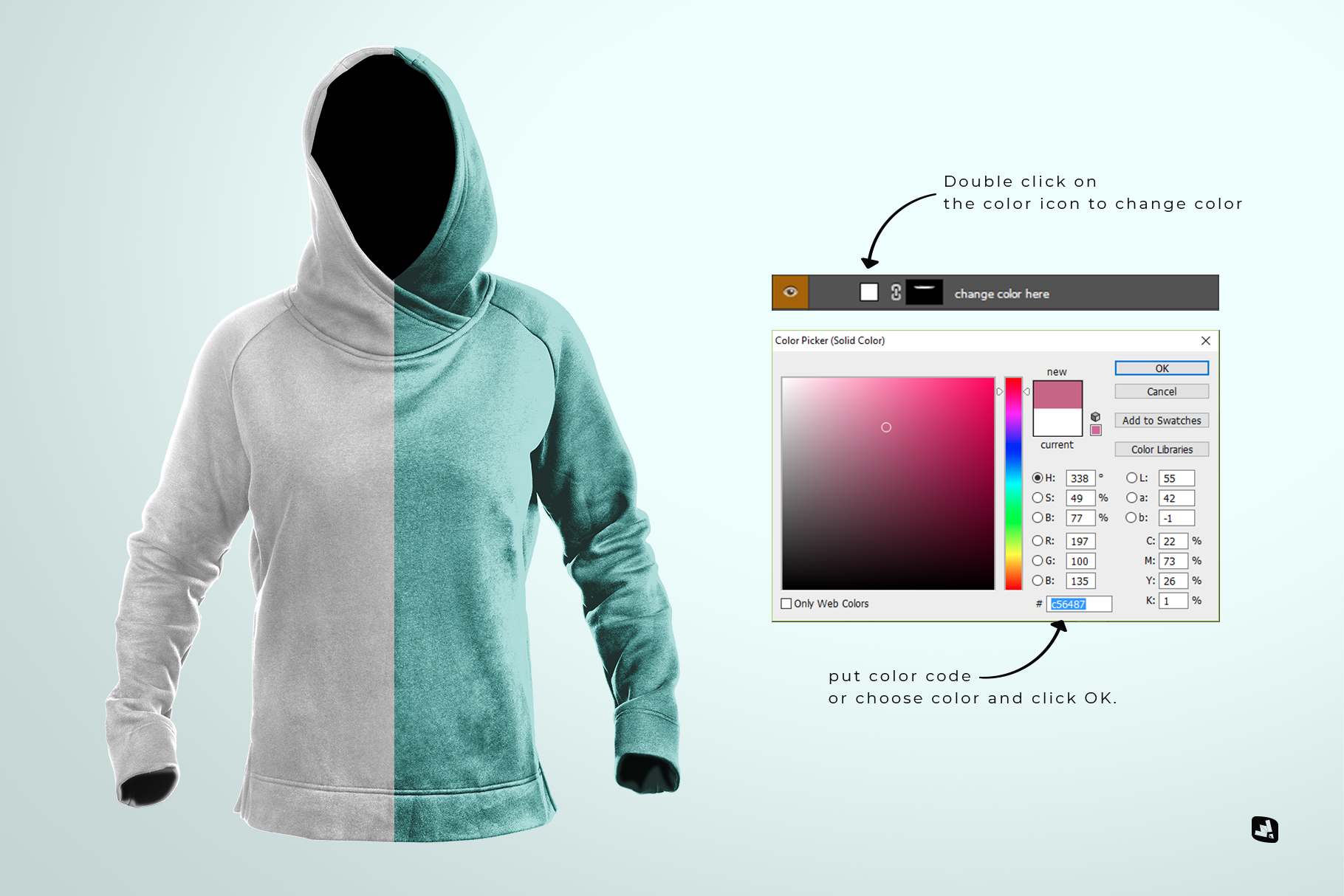 change color of the female wrapped hoodie set mockup
