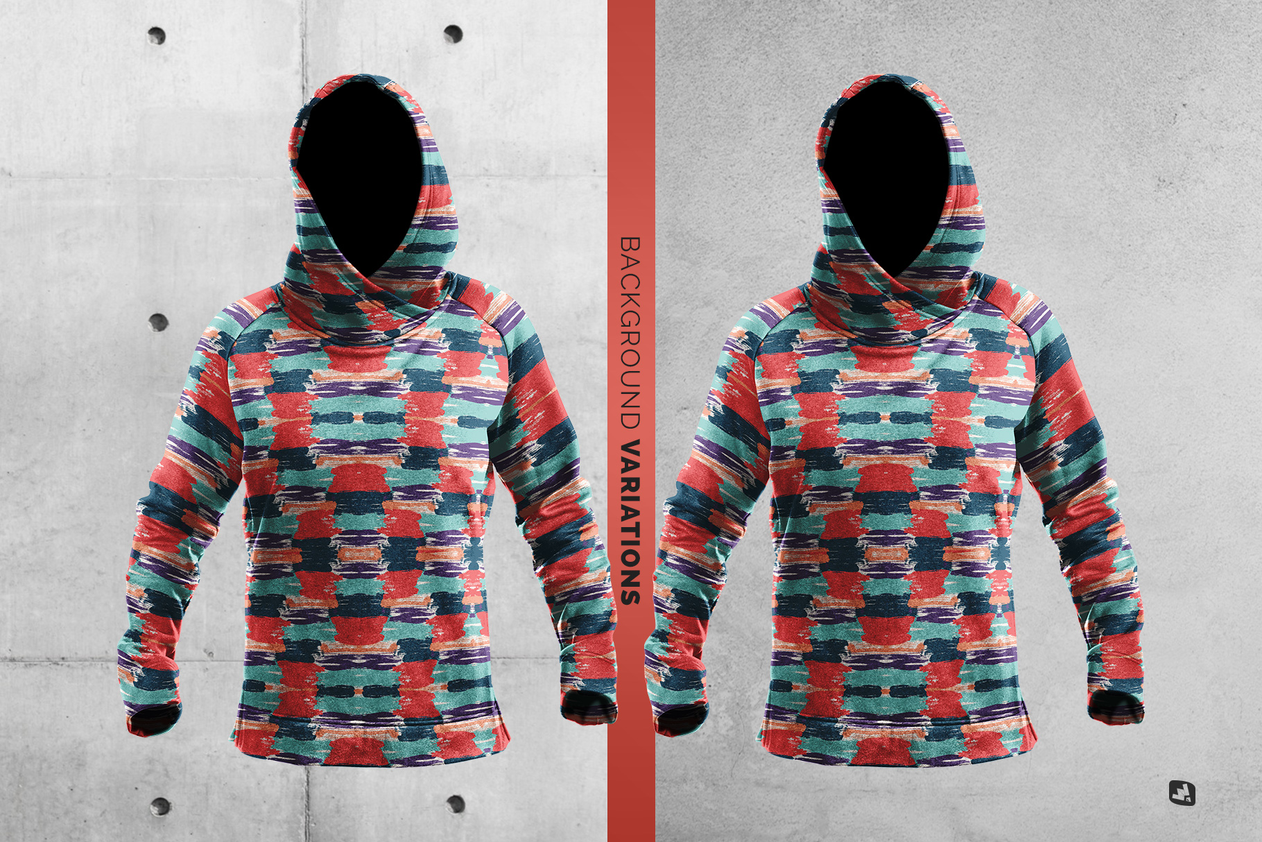 background options of the female wrapped hoodie set mockup