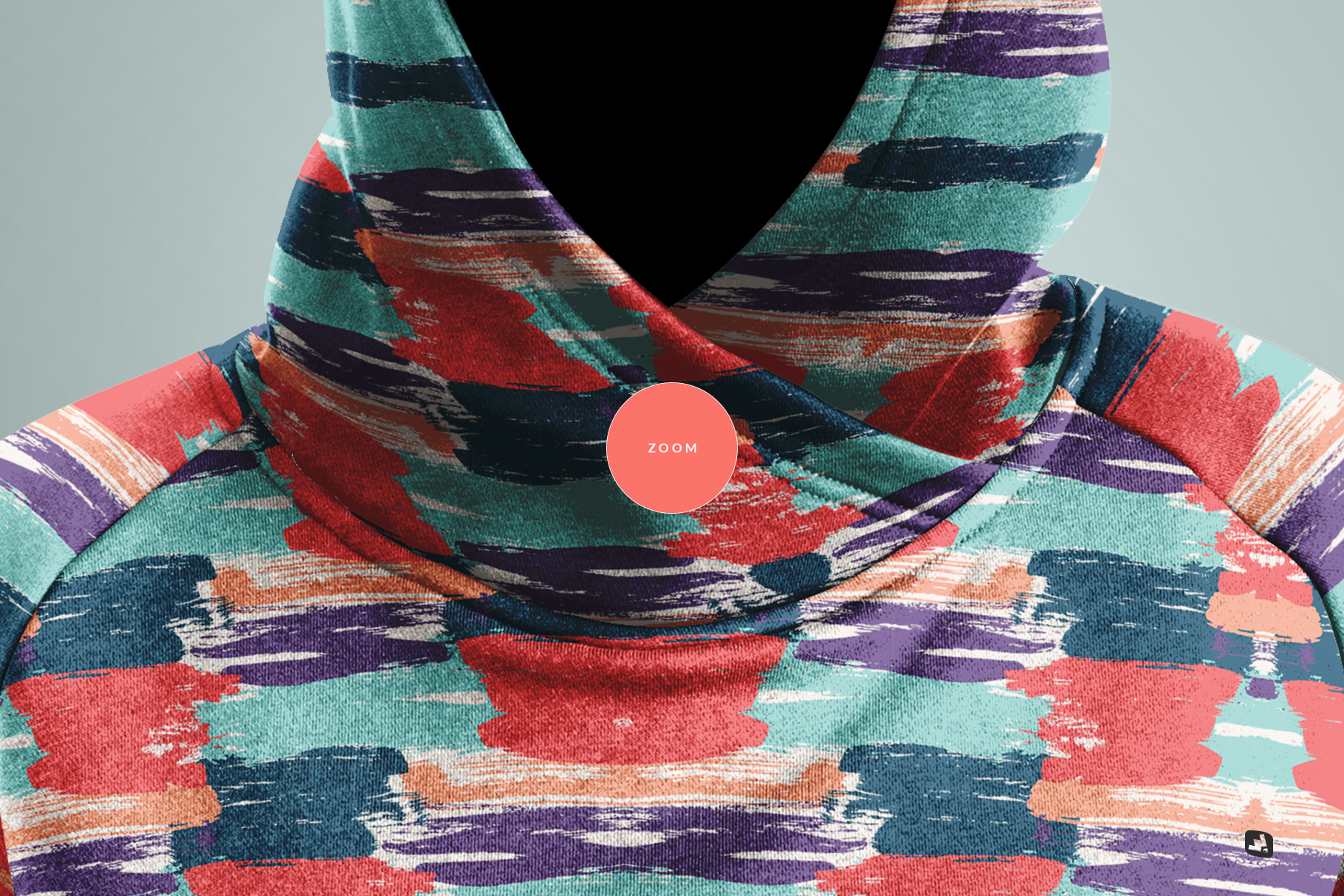 zoomed in image of the female wrapped hoodie set mockup