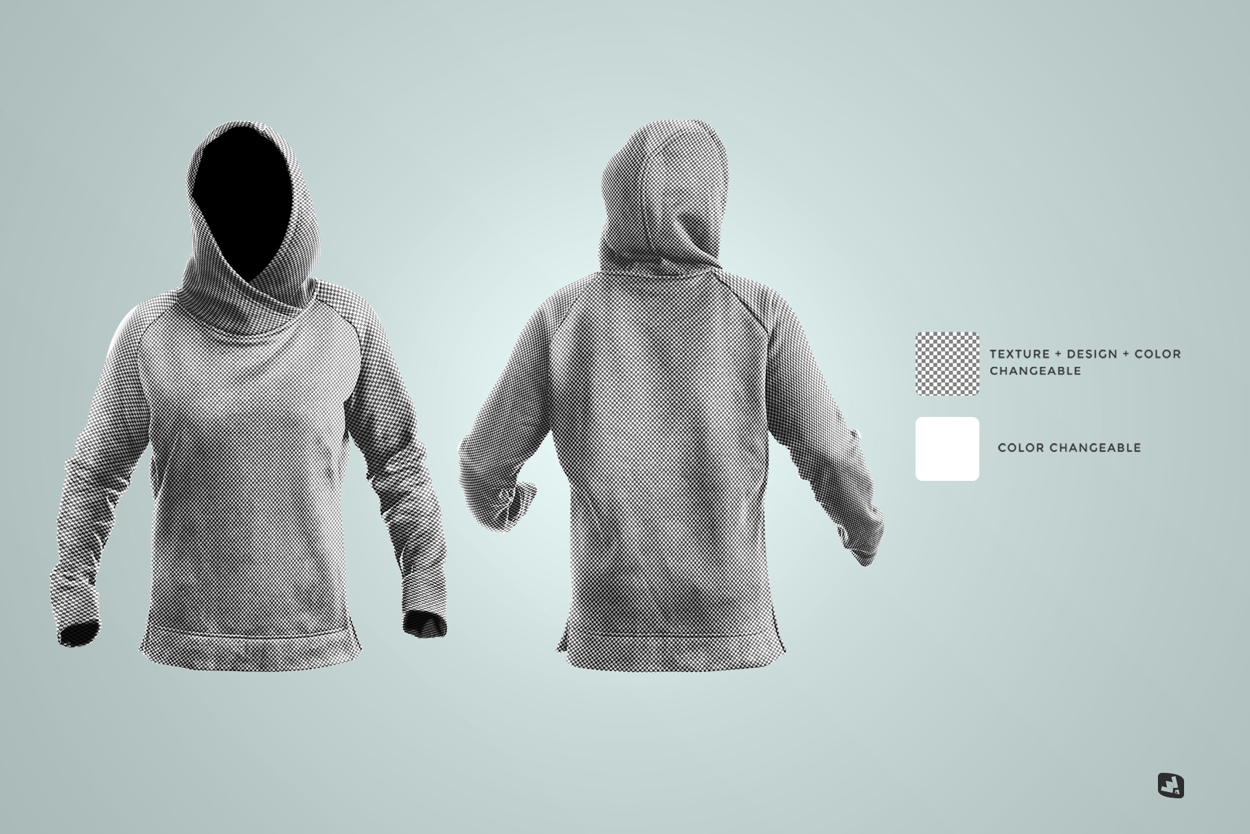editability of the female wrapped hoodie set mockup