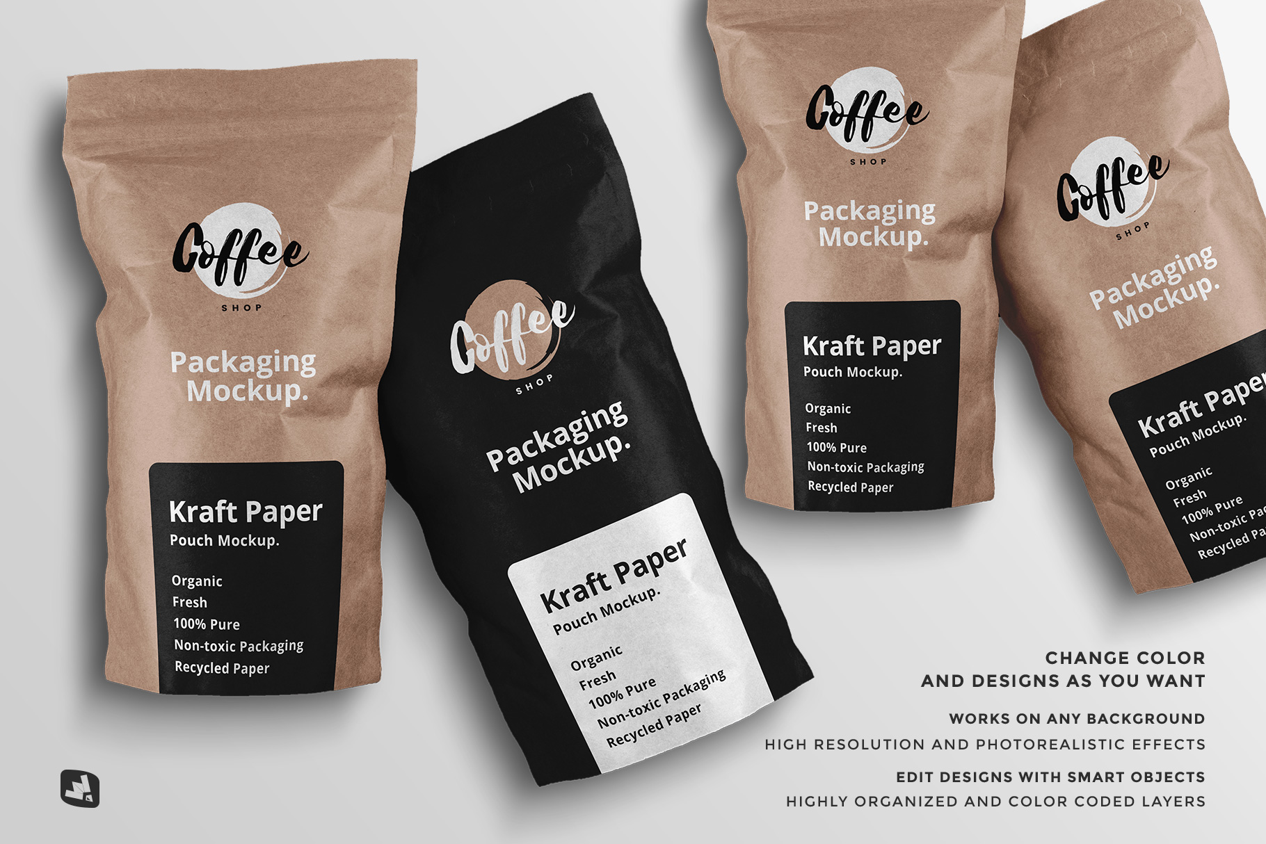 features of the tall kraft paper packaging mockup