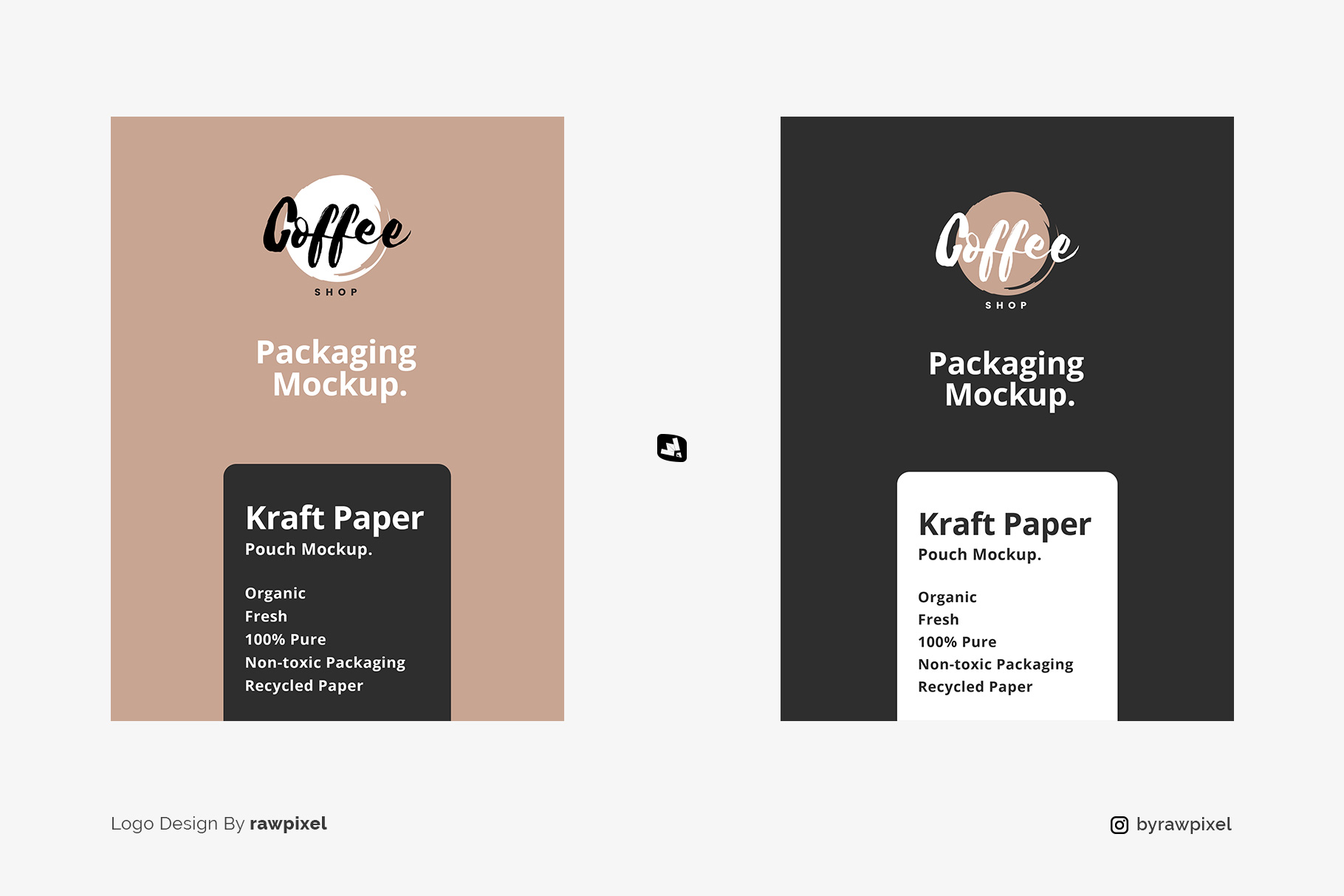 designer's credit of the tall kraft paper packaging mockup