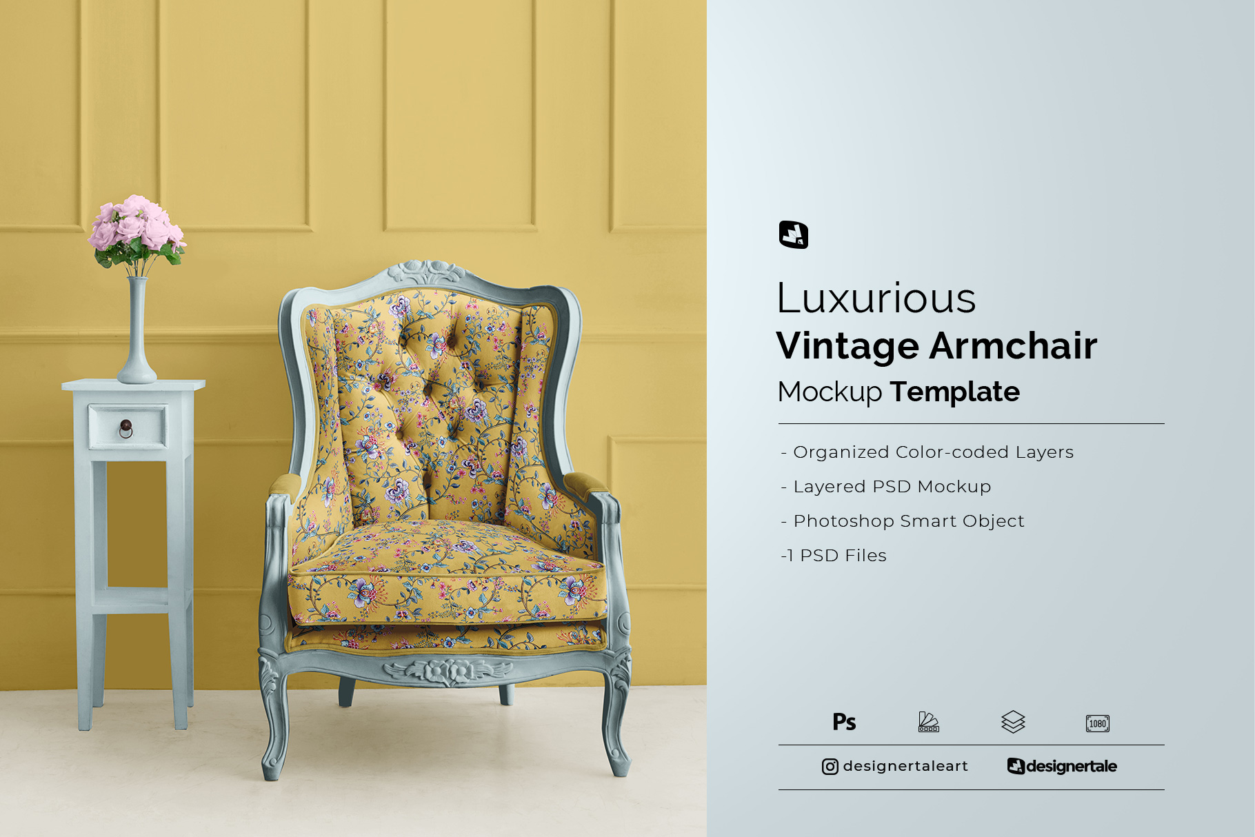 luxurious vintage armchair mockup