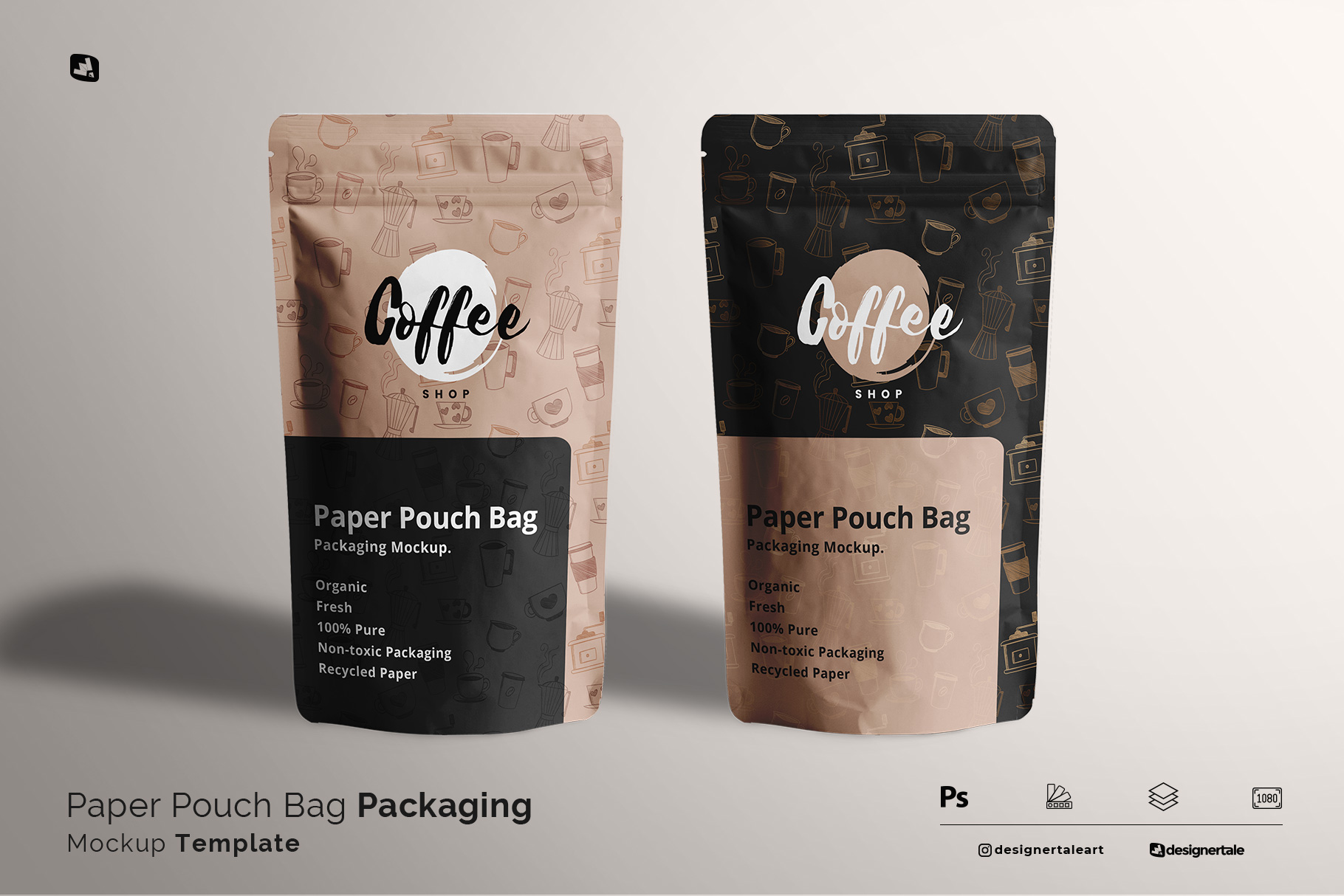 paper pouch bag packaging mockup