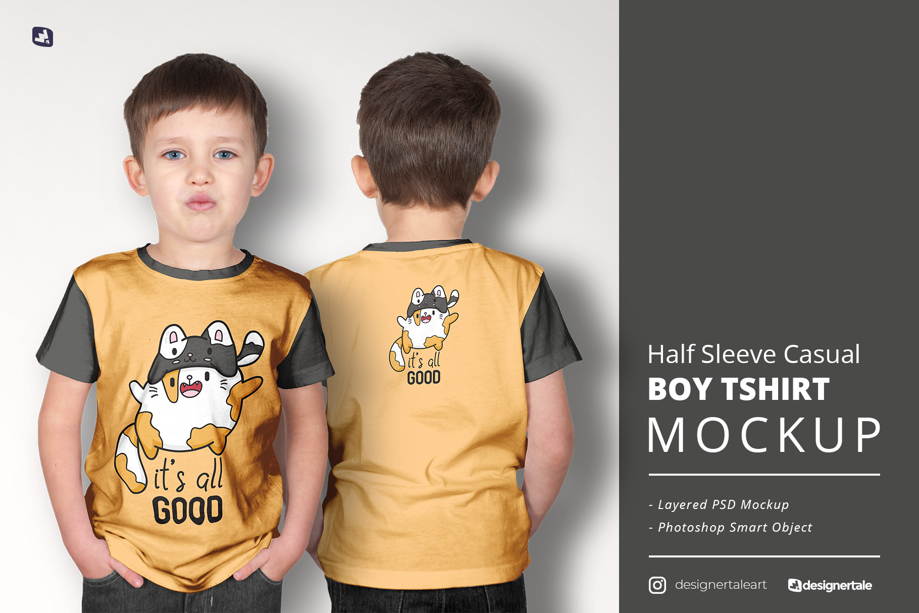 half sleeve casual boy tshirt mockup