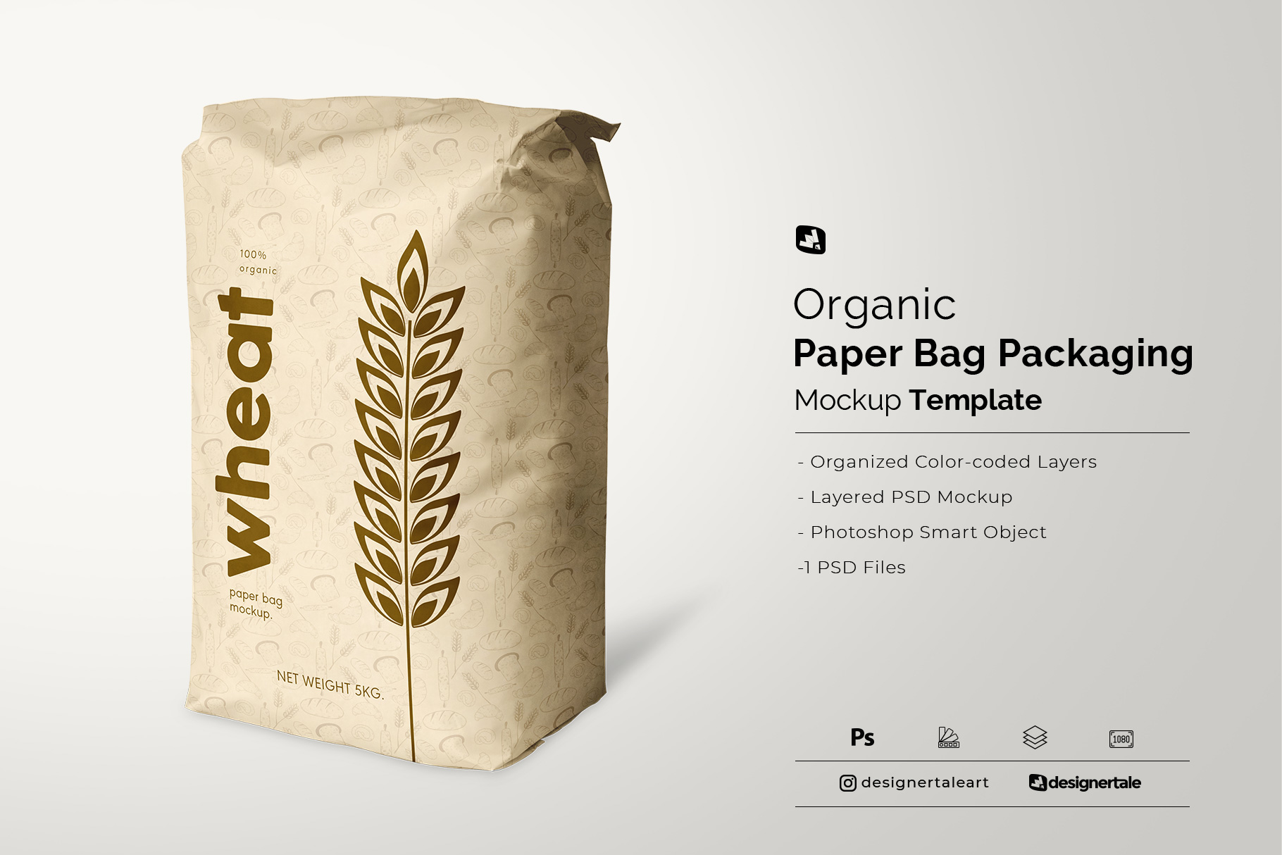 organic paper bag packaging mockup