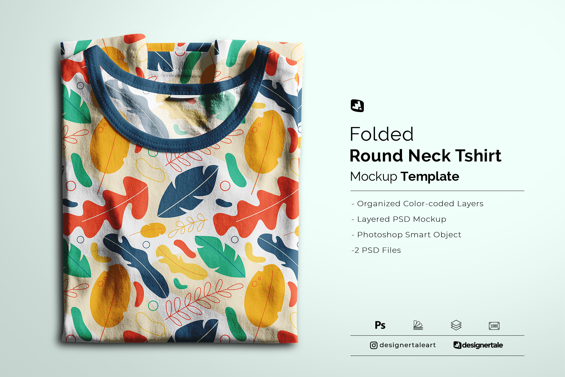 folded round neck tshirt mockup